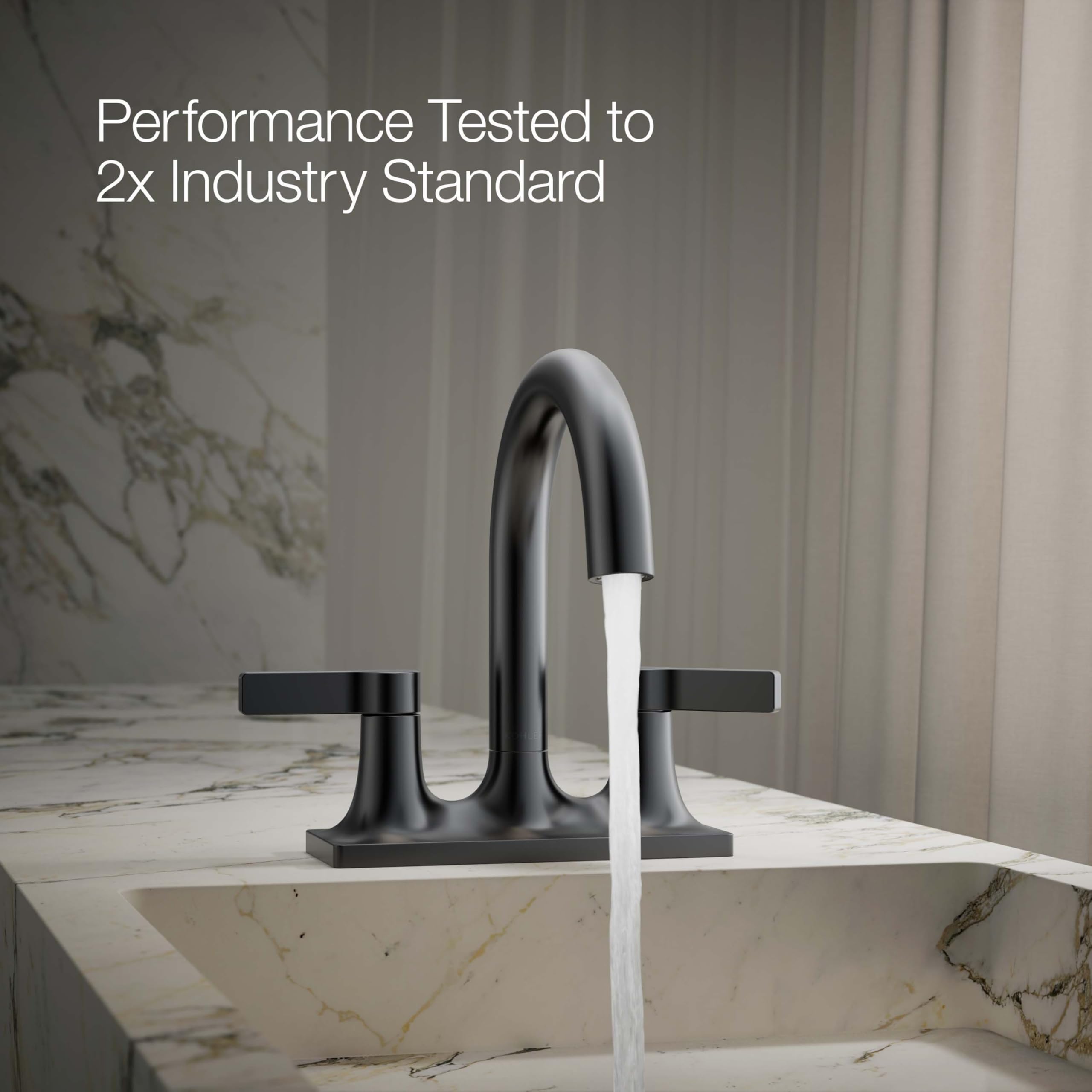 KOHLER 28124-4N-BL Venza Centerset Bathroom Sink Faucet - 1.0 GPM Water-Saving Matte Black Finish - Perfect for Modern Bathrooms & Powder Rooms