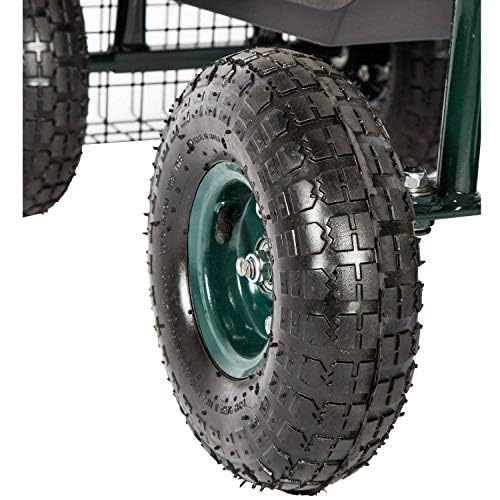 KINTNESS Heavy Duty Garden Cart Wagon with Swivel Seat, Extendable Handle & Utility Basket - Foldable Outdoor Utility Cart for Gardening, Yard Work, Camping, Picnics (Green)