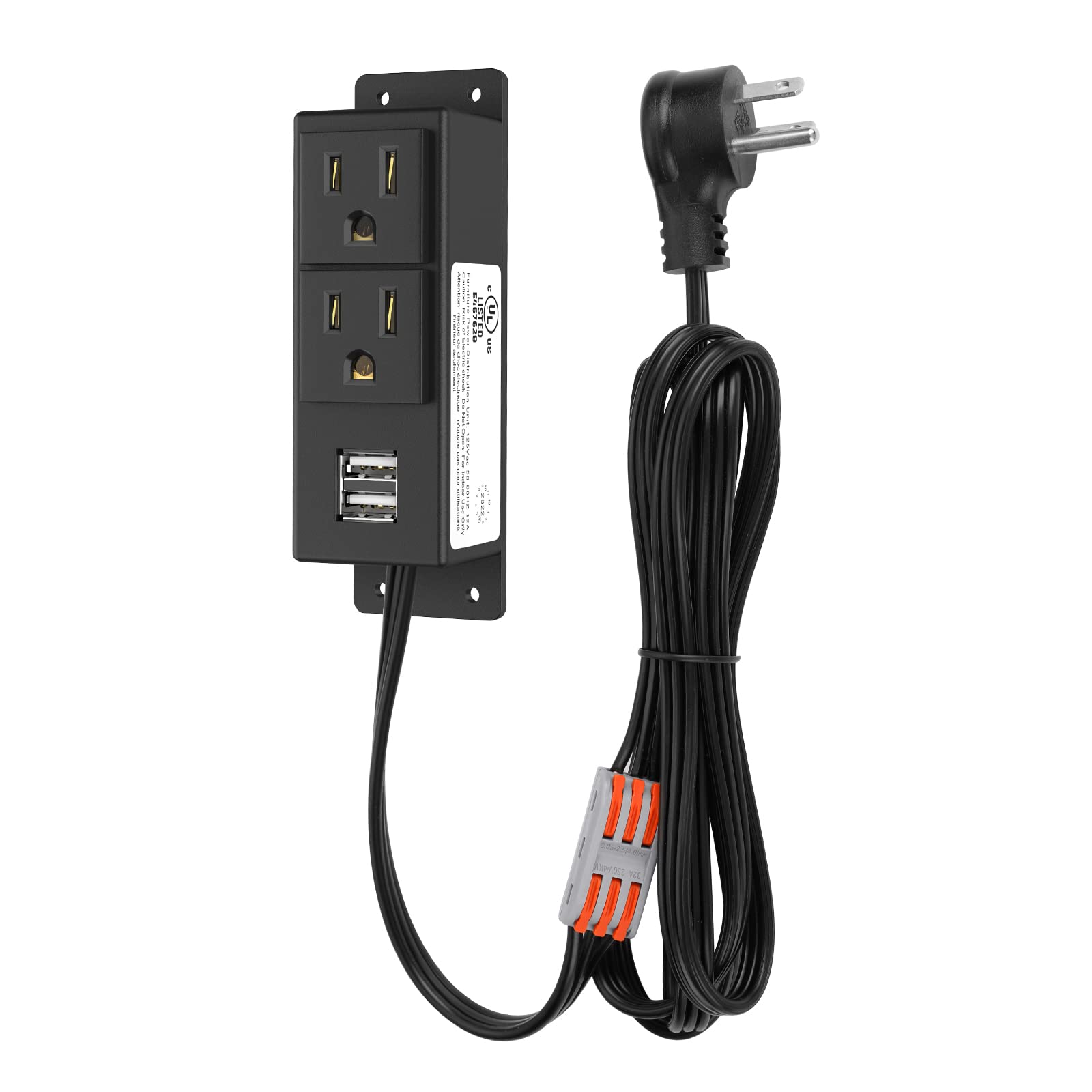 BTU Gun Safe Power Outlet Kit with USB Ports - Wall Mount Power Strip with Flat Plug & 5.9ft Extension Cord - Electrical Accessory for Gun Safes, Safe Boxes & Drawers - Perfect for Home Security & Firearm Storage Organization