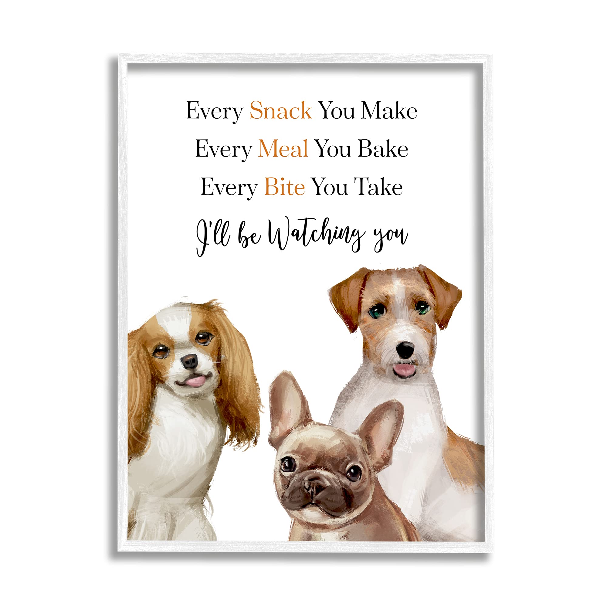 Stupell Industries 'Every Snack Meal Bite' Funny Dog Wall Art - 24x30 Inch Brown Framed Pet Humor Decor by Ziwei Li | Perfect for Living Room, Bedroom & Dog Lover Gifts