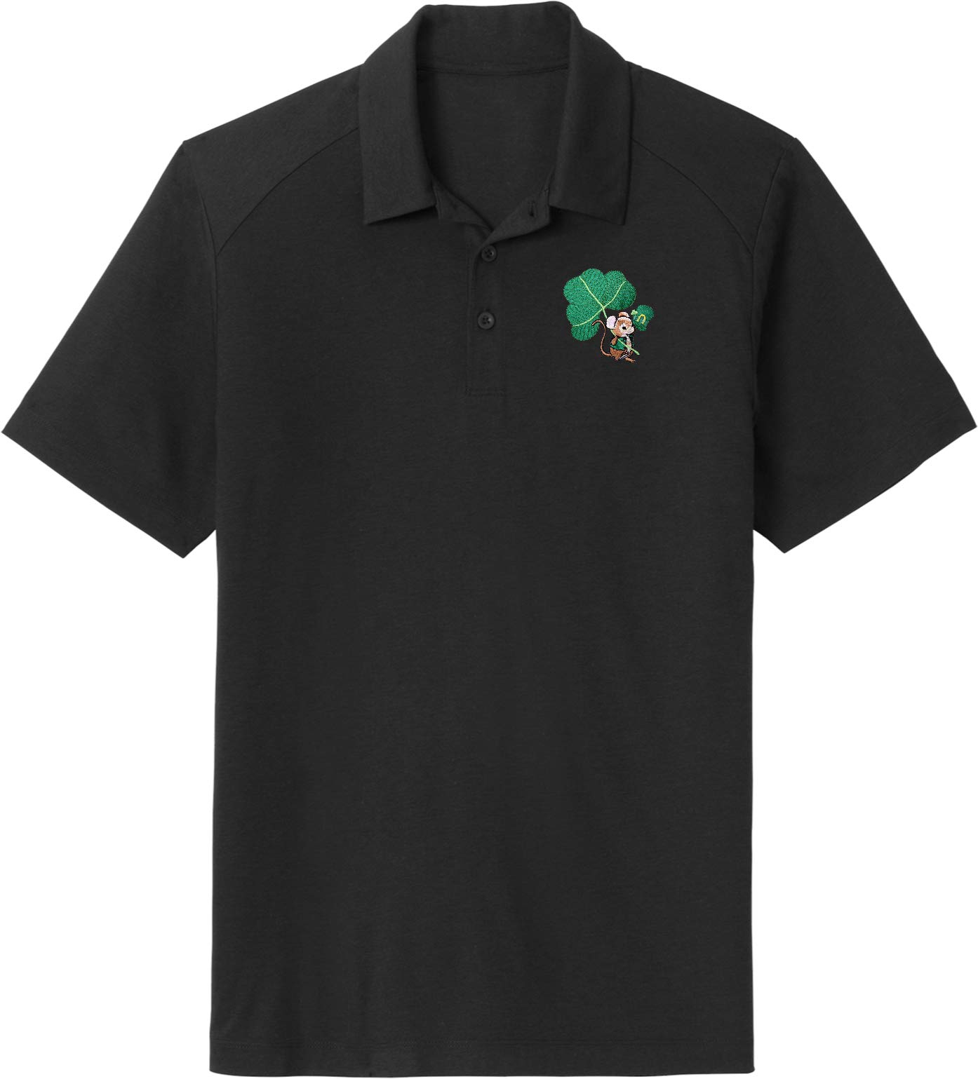 St. Patrick's Day Lucky Irish Mouse Print Moisture-Wicking Polo Shirt - Breathable & Comfortable for Parties, Parades & Festive Celebrations