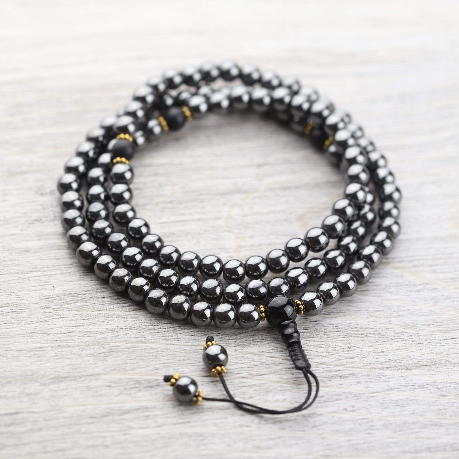 Authentic Hematite Root Chakra Mala Beads - 108 Meditation Prayer Beads for Grounding, Stress Relief & Energy Balancing - Perfect for Yoga, Meditation & Spiritual Healing Practices