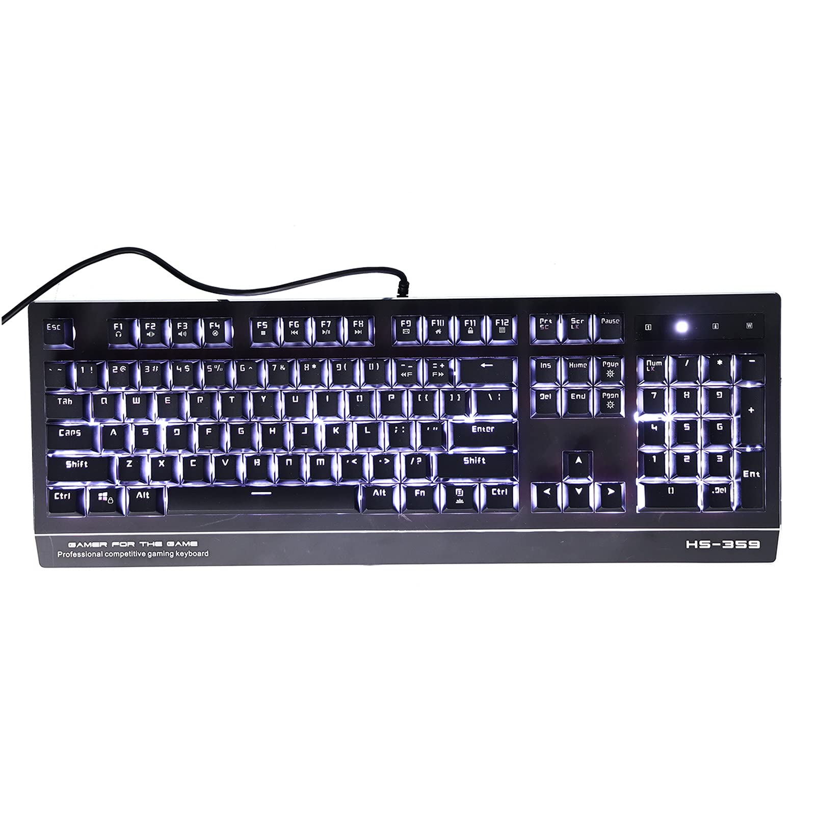EBTOOLS Wired Gaming Keyboard - 104 Key Full Size Mechanical Keyboard with White Backlit, USB Plug & Play for PC - Perfect for Gaming, Typing and Office Work