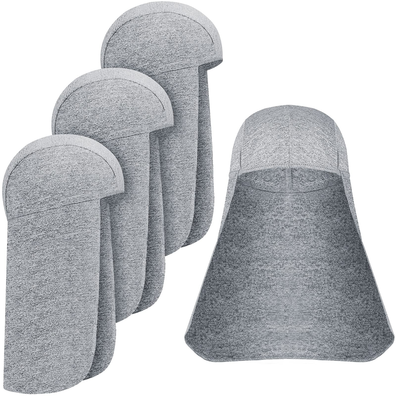 4 Pack Quick Dry Cooling Skull Cap with Sun Shade - UV Protection Hard Hat Neck Shade for Construction, Hiking & Outdoor Work (Gray)