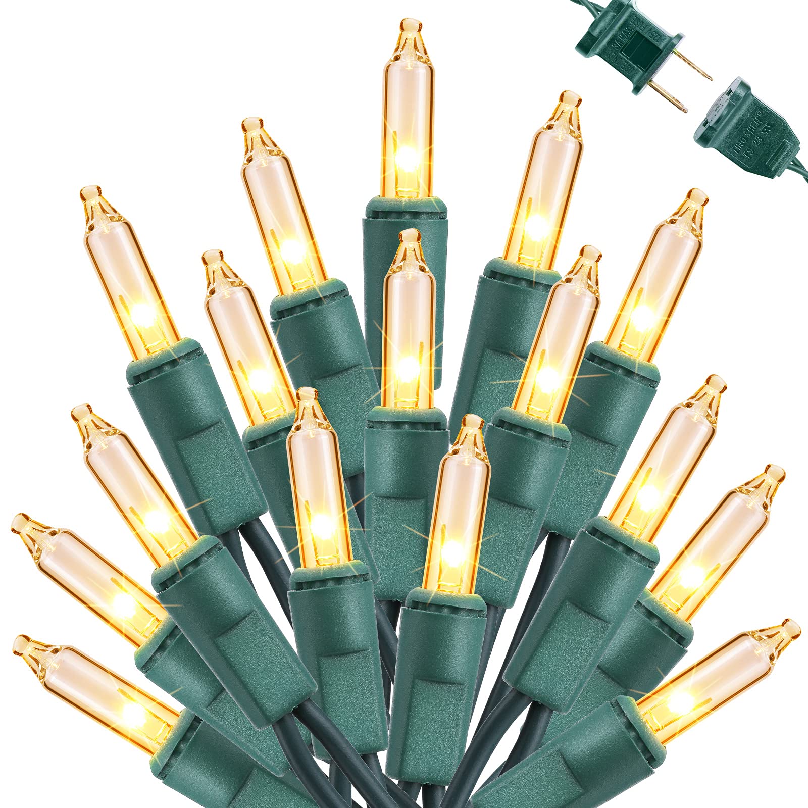 Toodour 50-Count Clear Christmas Lights - 12.5ft UL Certified Incandescent String Lights with Green Wire, Warm White Mini Bulbs for Indoor & Outdoor Use - Perfect for Home Decor, Holiday Parties, Christmas Tree, New Year Celebrations, and Festive Lighting