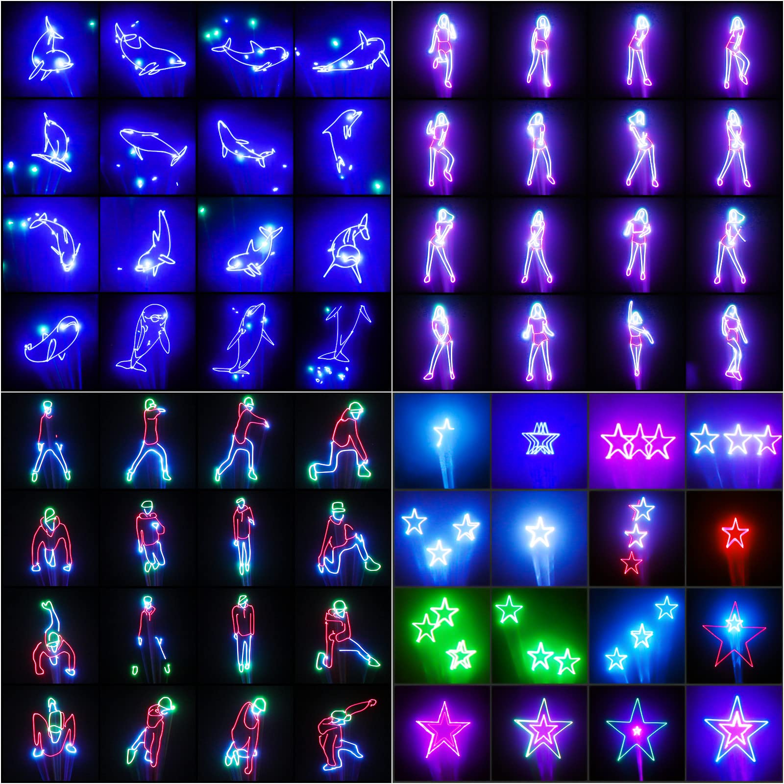 U`King RGB Stage Lighting with DMX512 & Sound Activation - 3D Laser Beam Animation Lights for Nightclub, Wedding, Live Shows, Church & Events | Perfect for DJ Parties, Concerts, and Home Disco