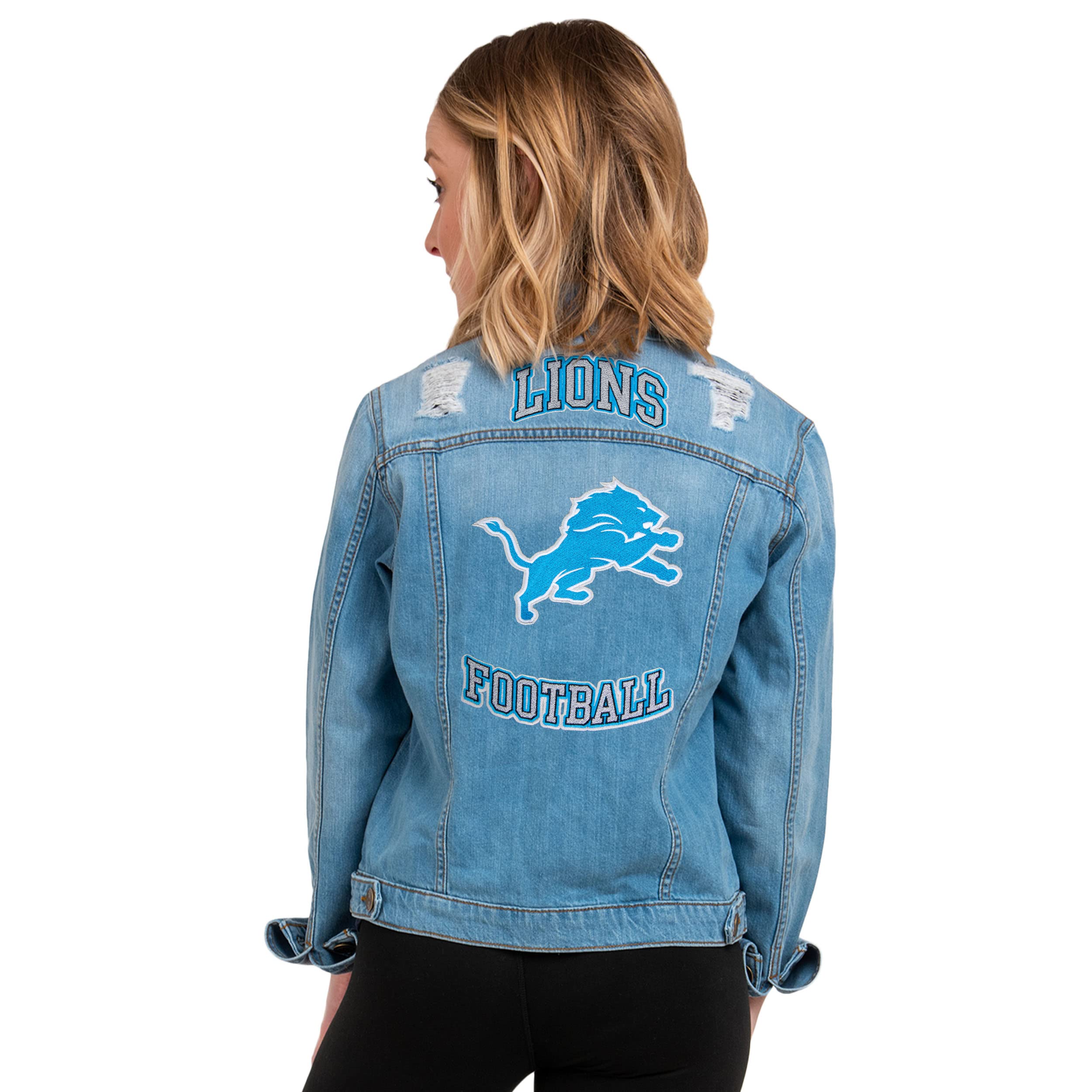 FOCO Women's NFL Team Logo Denim Jacket - Official Licensed Football Fan Apparel for Game Day, Tailgating & Casual Wear