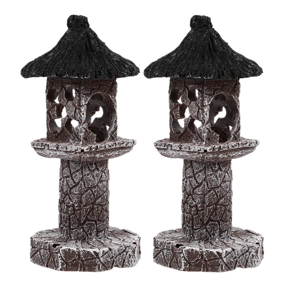 2Pcs Aquarium Resin Ornament - Underwater Simulation Lamp Post Decor, Shrimp Shelter & Small Fish Habitat - Fish Tank Landscaping Decor for Home, Office, Aquarium - Perfect for Aquatic Pets & Zen Decor