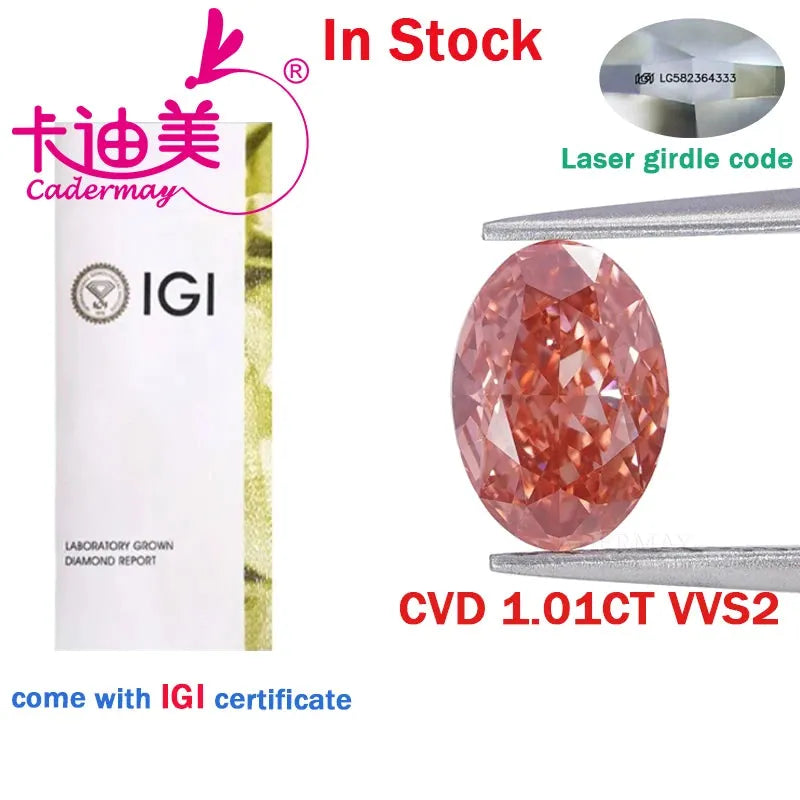 CADERMAY Oval Cut Fancy Pink CVD Lab Grown Diamond - VVS2 Clarity Loose Gemstone for Engagement Rings & Fine Jewelry Making | Wedding, Anniversary & Special Occasion Gift