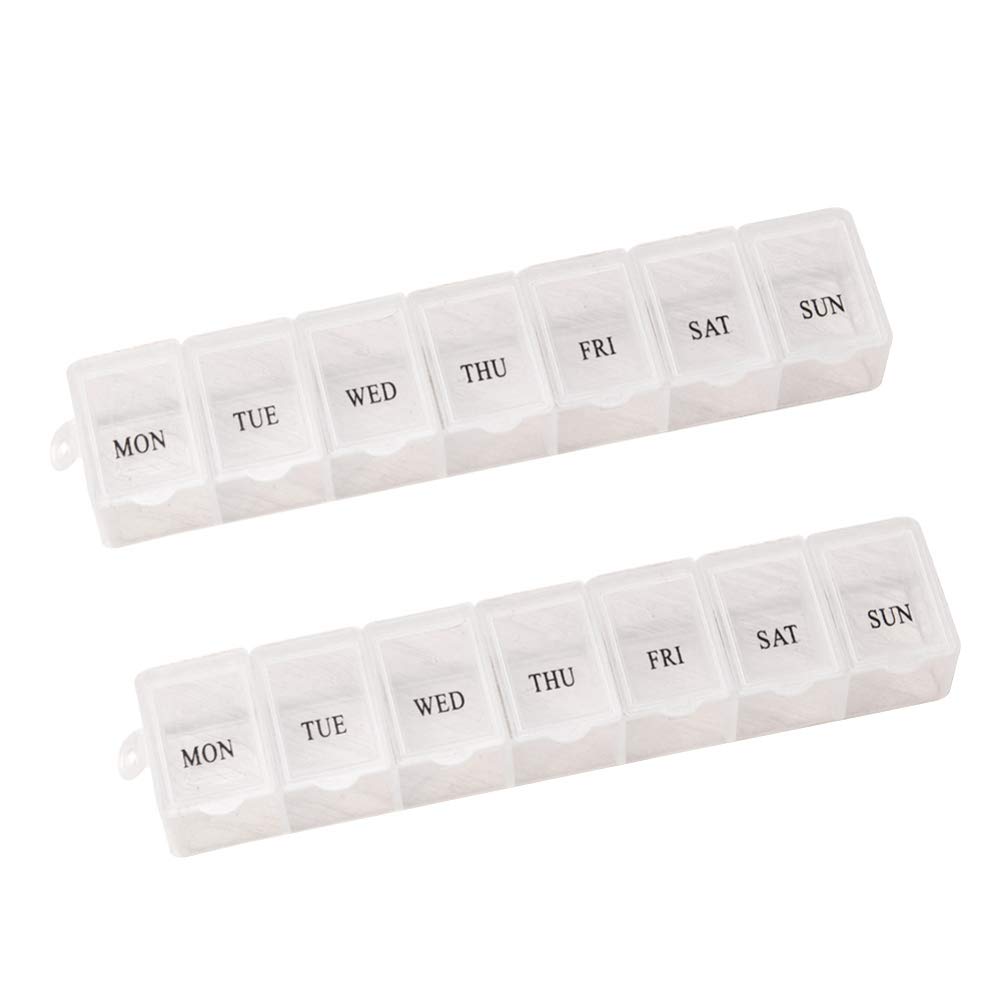 DOITOOL 7-Day Travel Pill Organizer - 2 Pack Plastic Medicine Box with Dispenser, Weekly Vitamin Storage Case for Travel, Home & Office Use