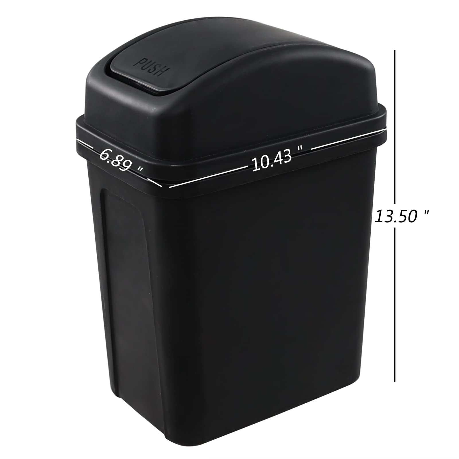 2 Gallon Swing Top Trash Can with Lid - Small Kitchen & Bathroom Garbage Bin for Home, Office, Dorm - Black Wastebasket for Easy Disposal & Odor Control