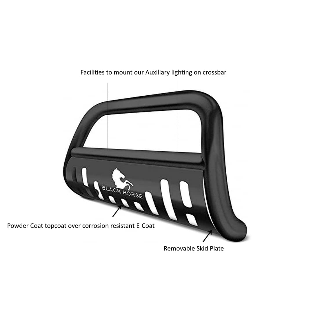 Black Horse Bull Bar Skid Plate BB11327A-SP for 2017-2024 Nissan Titan - Heavy Duty Front Bumper Guard for Off-Road Protection & Truck Accessories