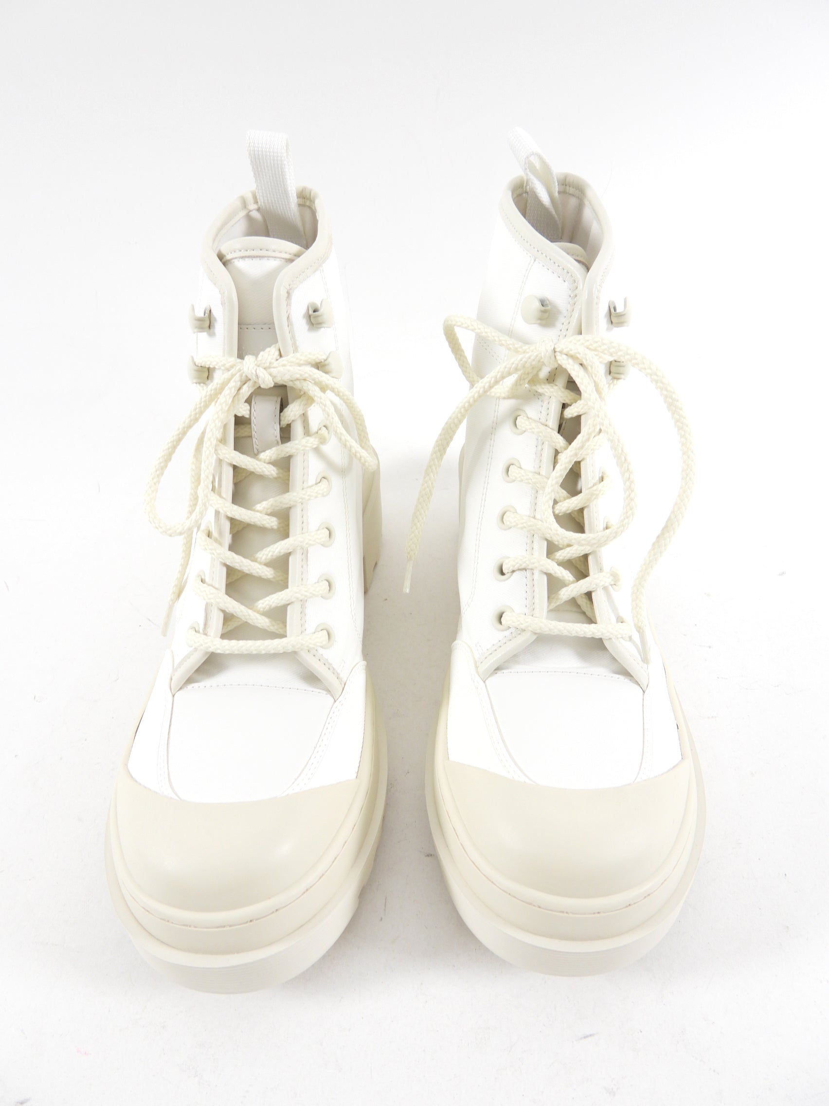 Dior Ivory Coated Canvas and Leather D Rise Ankle Boots Size 37 - Luxury Fashion Boots for Women, Perfect for Parties, Weddings & Evening Events
