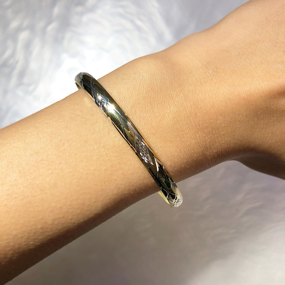 9ct Lovely Yellow Gold Silver Filled Bangle Bracelet for Women - Elegant Stackable Jewelry Gift for Birthday, Anniversary & Special Occasions