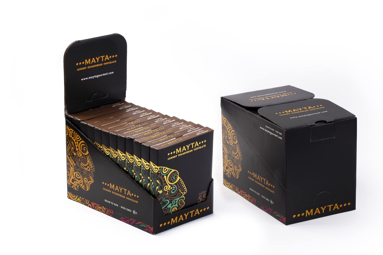 Mayta Gourmet Chocolate Bars - Premium Dark Chocolate with Ecuadorian Fine Aroma Cocoa, 55% Cacao & Coffee, Exotic Fruit Inclusions - 12 Pack (600g) - Perfect for Gifts, Desserts & Gourmet Snacking