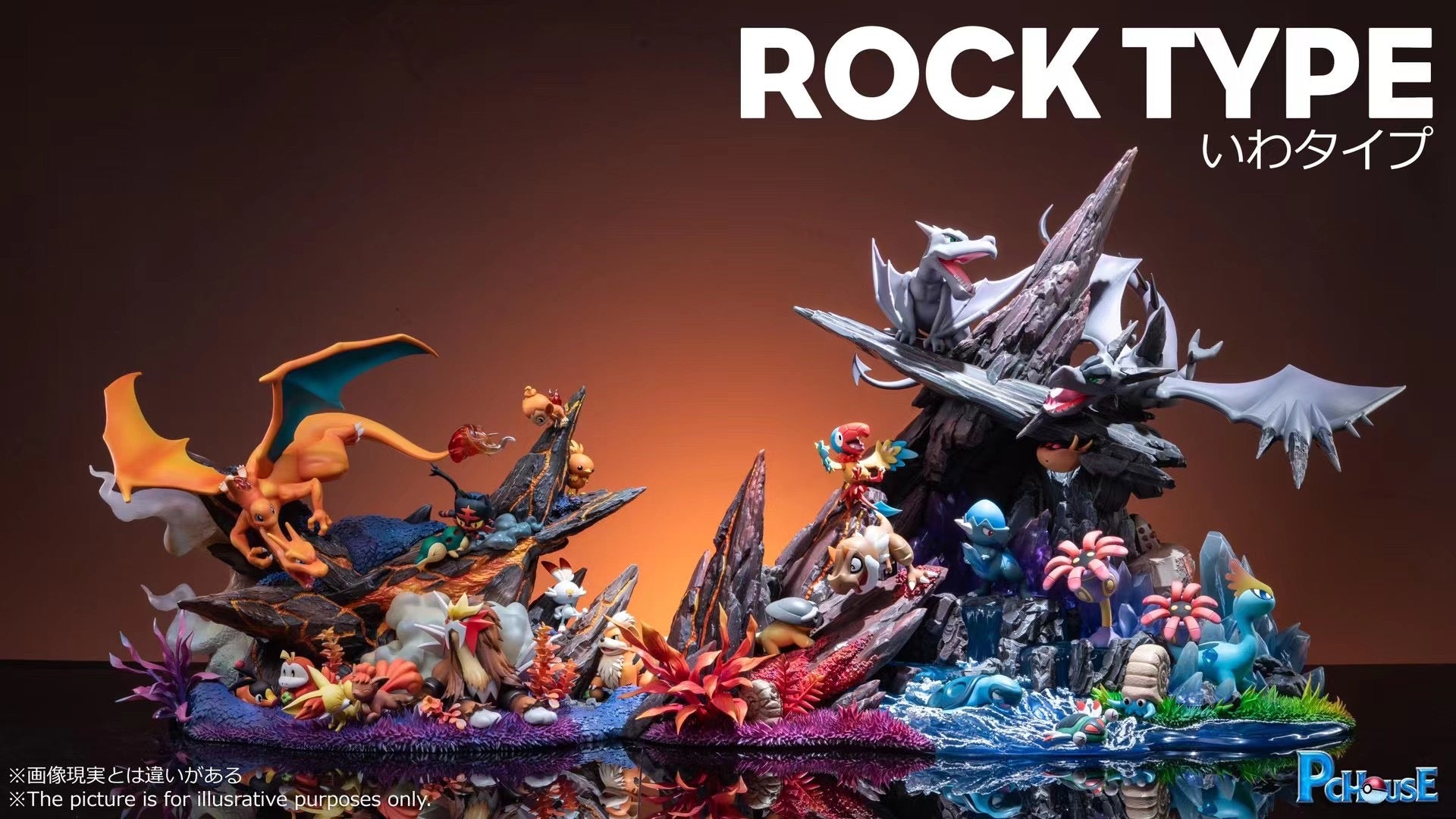 PcHouse Studio Rock Type Pokemon Figures - Collectible Rock Element Pokemon Characters for Display, Gaming & Gifts