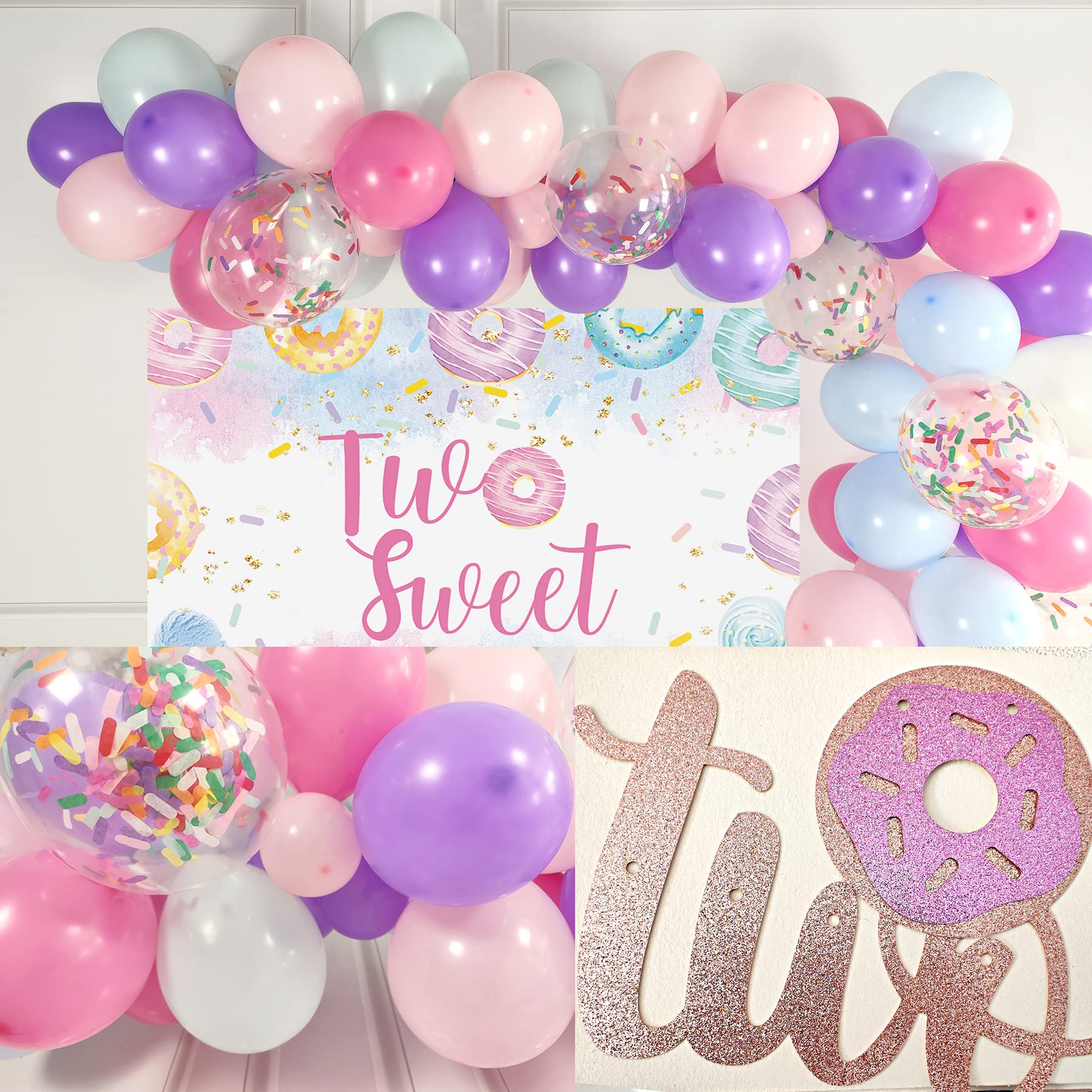 Two Sweet Donut Ice Cream Birthday Party Decorations Set - 2nd Birthday Party Supplies for Girls, Baby Girl 2nd Birthday Decor, Ice Cream Donut Theme Party Decorations | Perfect for Birthday Celebrations, Baby Showers & Themed Parties