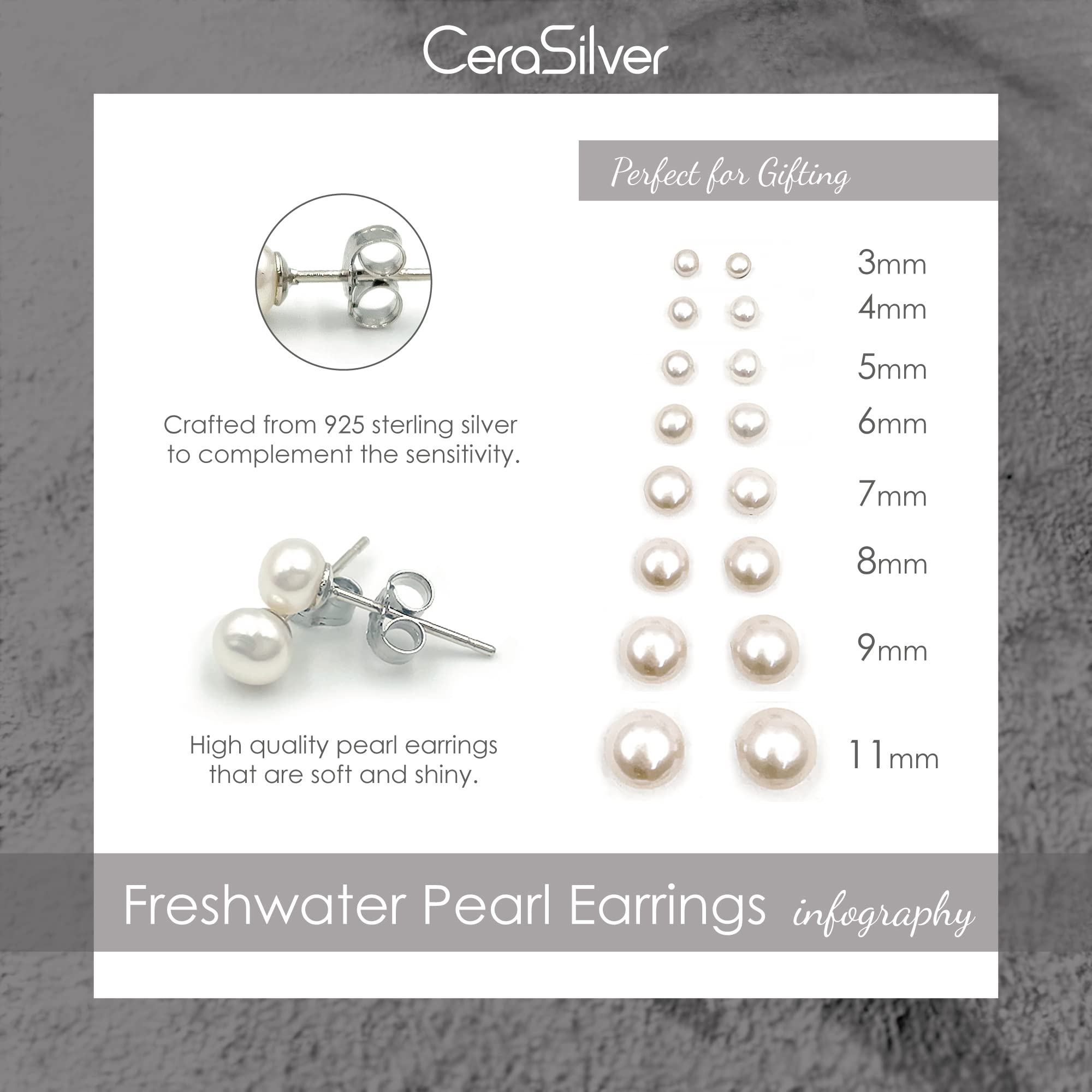 Luxurious 925 Sterling Silver Freshwater Pearl Earrings for Women - 9mm White Pearls, Elegant Gift for Wedding, Party & Special Occasions