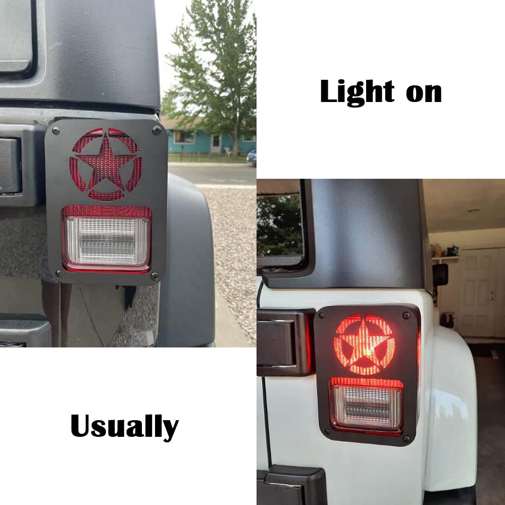 2-Pack Rear Tail Light Covers & Guards for 2007-2018 Jeep Wrangler JL JK - Durable Star Design Accessories for Off-Road Protection & Style Upgrade