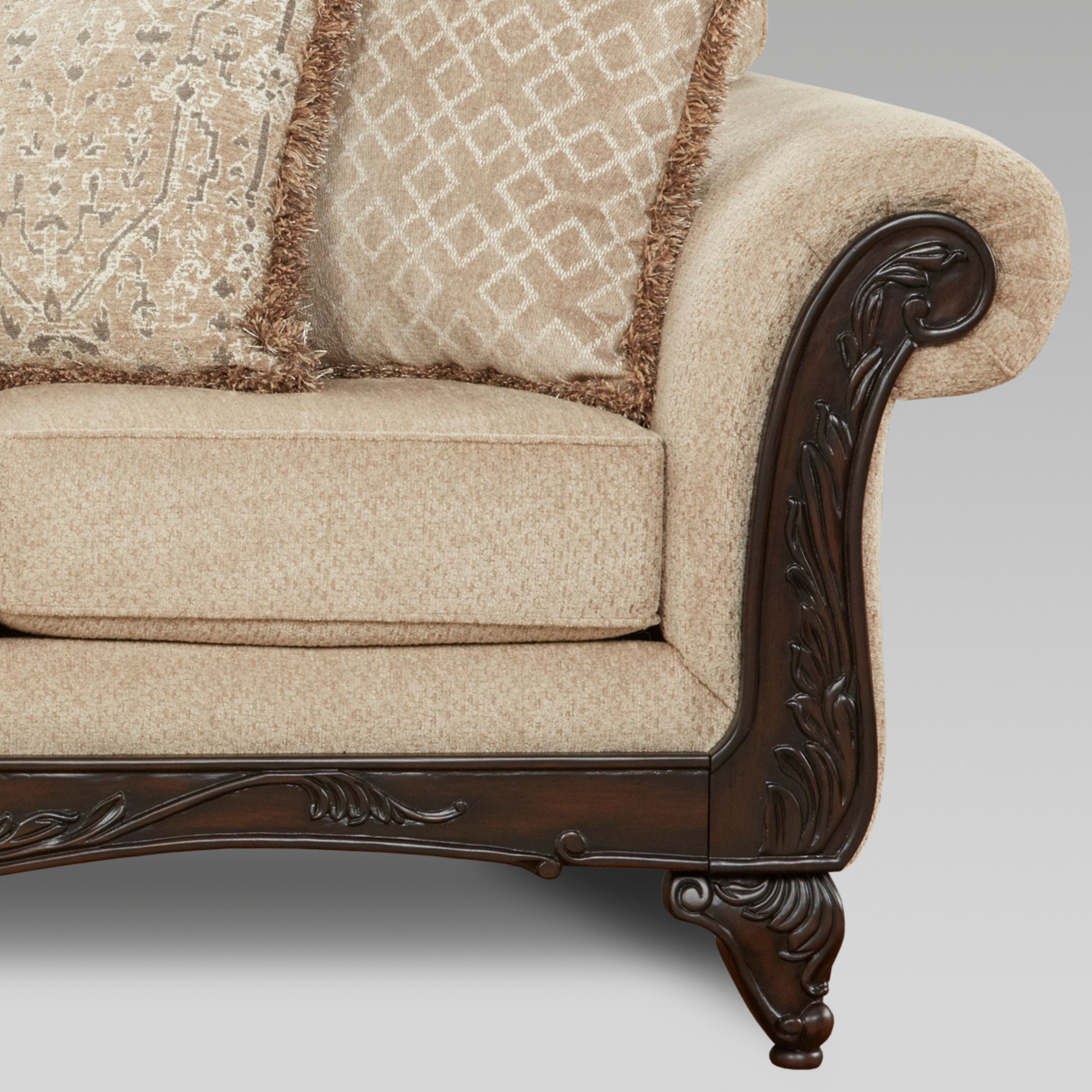 Handcrafted Carved Wood Loveseat Sofa - Elegant Wooden Bench for Living Room, Bedroom & Porch - Perfect for Cozy Seating & Home Decor