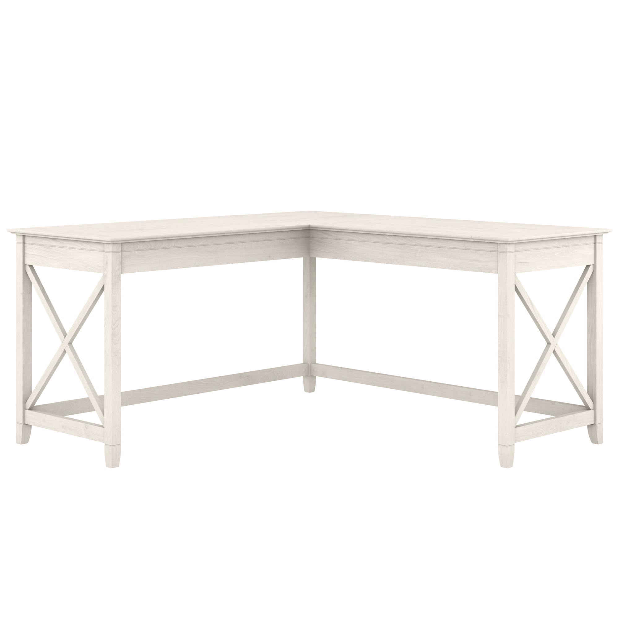 Bush Furniture Key West 60W Modern Farmhouse L Shaped Desk in Linen White Oak | 60-Inch Corner Computer Desk for Home Office, Gaming & Study | Space-Saving Workstation for Small Rooms & Apartments