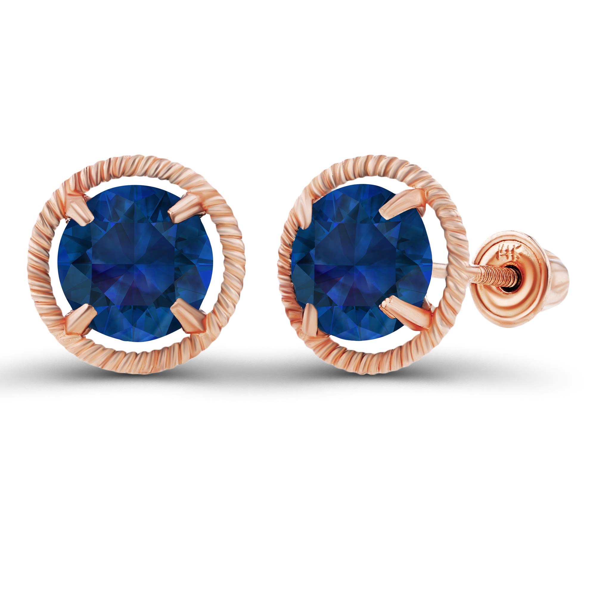 14K Gold Halo Milgrain Screwback Earrings with Natural Birthstones | 7mm & 6mm Options | Women's Luxury Jewelry for Birthdays, Anniversaries & Special Occasions