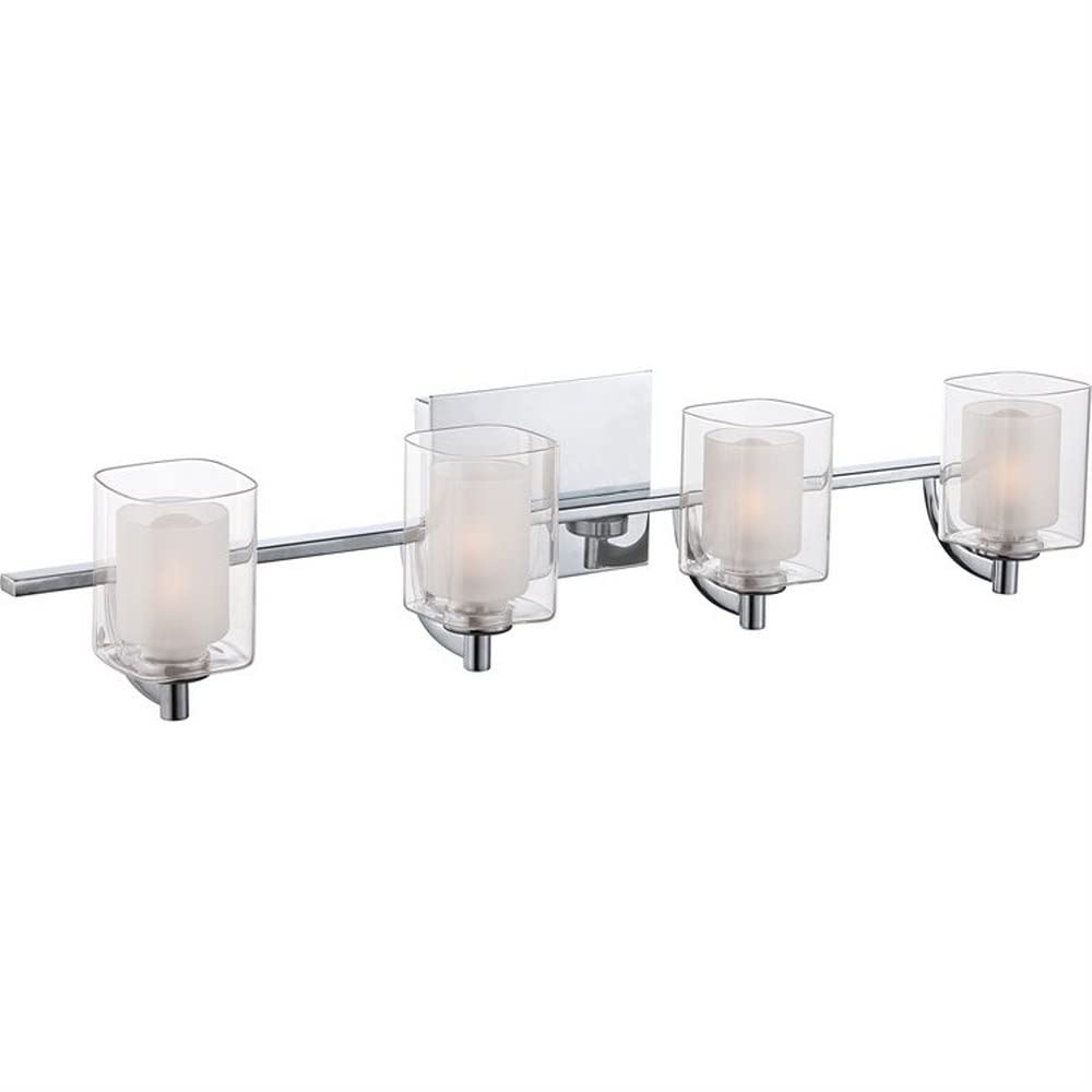 4-Light Transitional Extra Large Vanity Light Fixture - Damp Location Approved - Polished Chrome Finish - Bathroom Lighting for Modern Homes - Perfect for Master Bath, Powder Room & Spa-Like Retreats