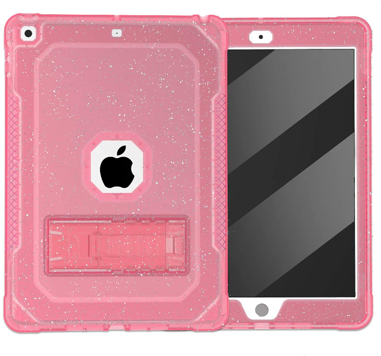 Pink Glitter iPad Air 2 Case - Slim Full-Body Protective Cover with Screen Protector & Stand for iPad 6th/5th Gen (2017/2018) & 9.7-inch iPad - Perfect for Women & Girls at School, Work or Travel