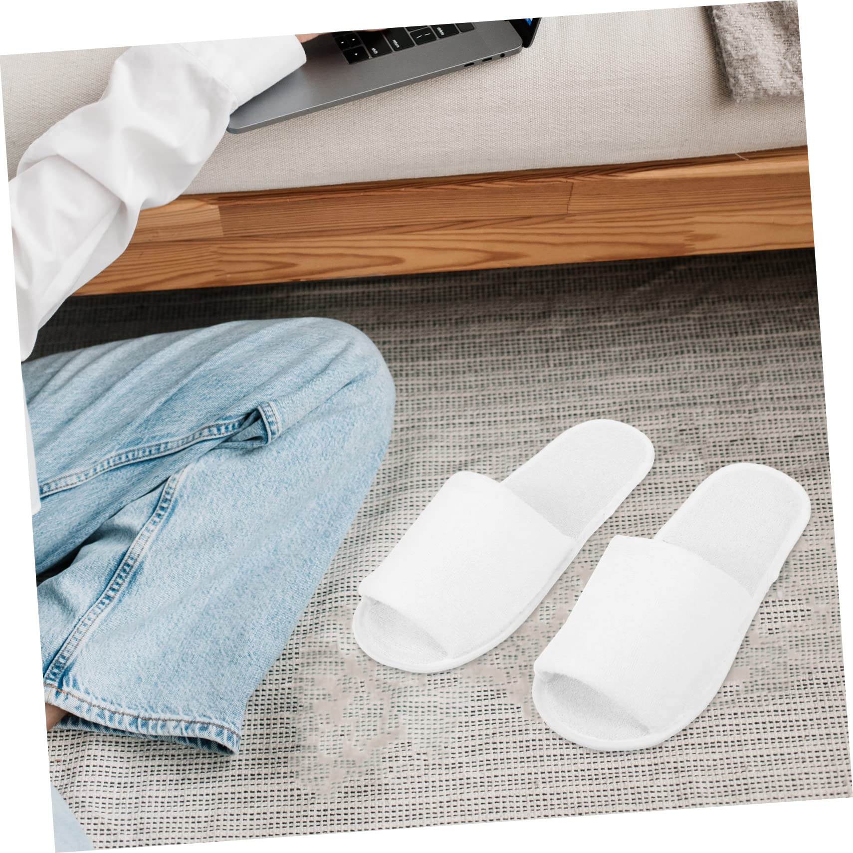 GLEAVI 2 Pairs Foldable Open Toe Slippers for Women - Soft Portable Hotel Slippers for Guests, Indoor House Slippers, Disposable Travel Slippers - Perfect for Travel, Spa, Home & Hotel Use