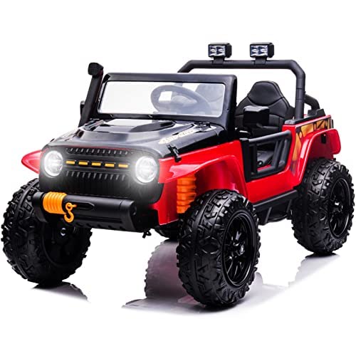 NEWQIDA 12V 10AH 4WD Kids Ride On Truck with Remote Control - Electric Powered Battery Car for Boys & Girls, Parent-Child Ride On Toy with EVA Rubber Tires (Red) - Perfect for Outdoor Play, Birthday Gifts & Family Fun