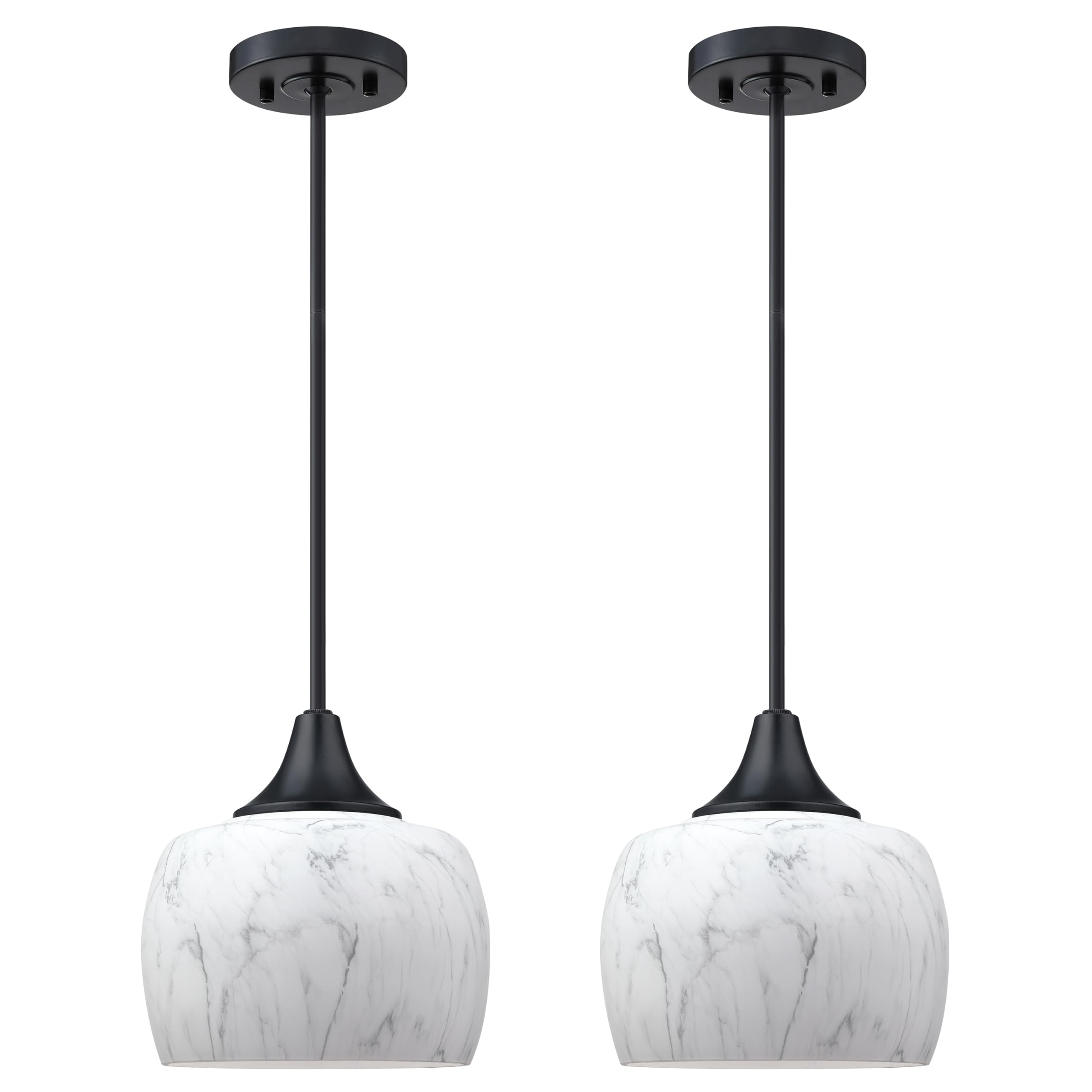 2 Pack Black Modern Farmhouse Pendant Lights - 7.3