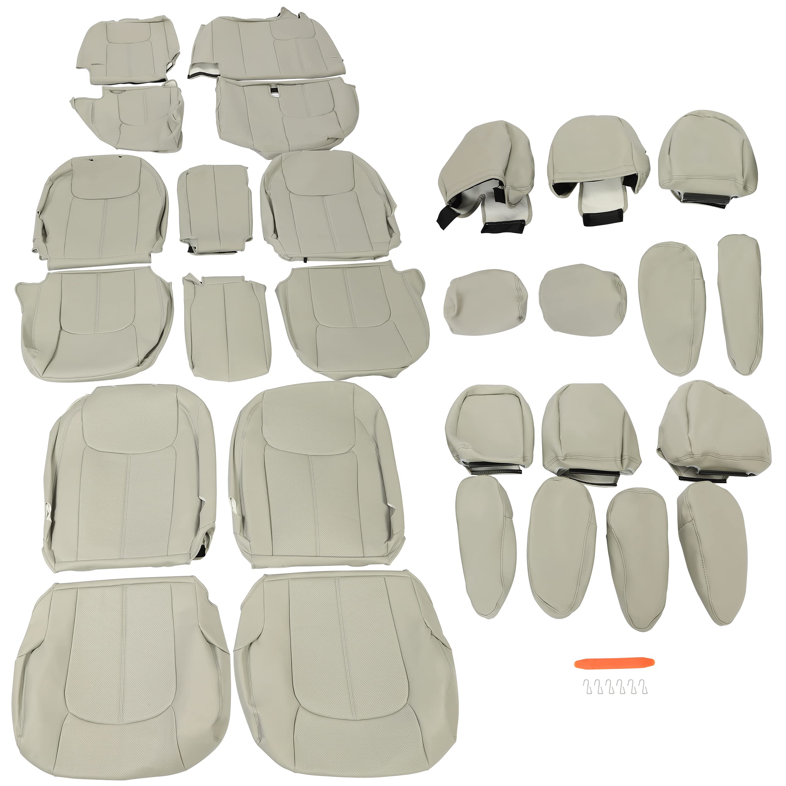 Kojem Gray Car Seat Covers for 2015-2018 Toyota Sienna 8-Passenger - Full Set 3-Row Artificial Leather Seat Protectors | Perfect for Family Road Trips & Daily Commutes