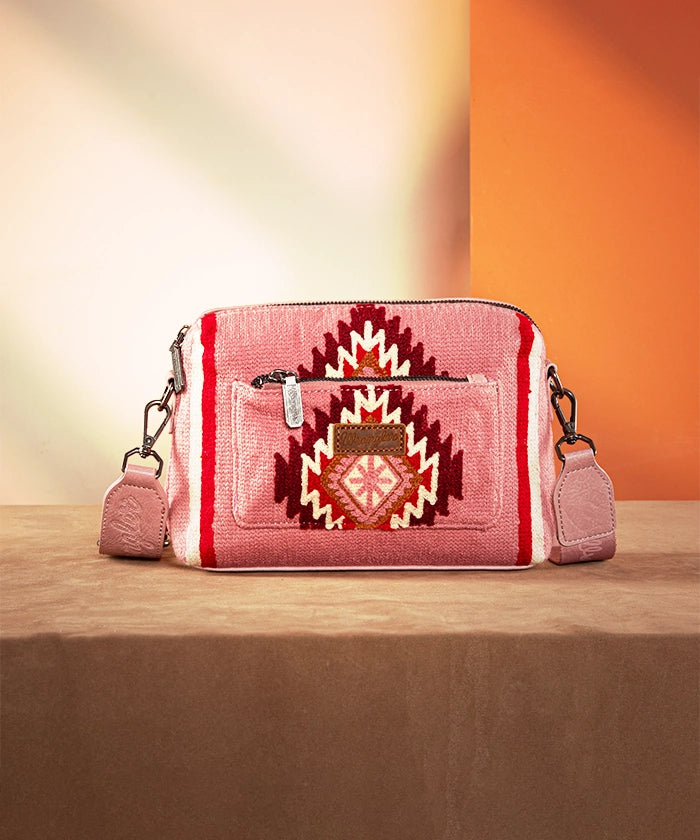 Wrangler Aztec Knitted Crossbody Purse for Women - Stylish Boho Shoulder Bag with Tribal Pattern - Perfect for Travel, Shopping & Everyday Use