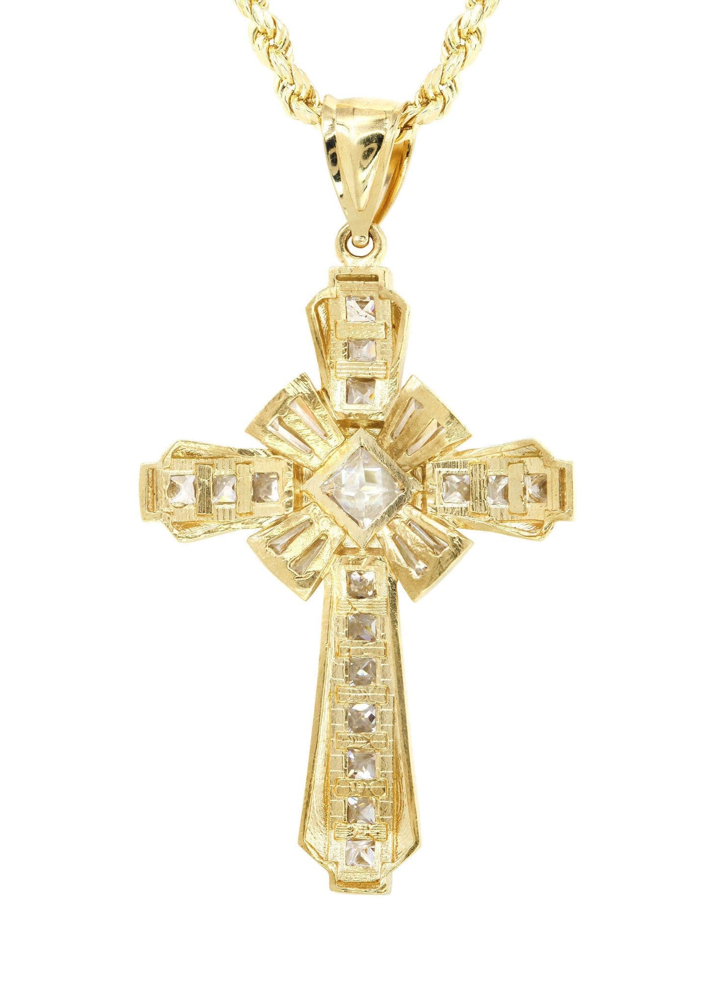 10K Yellow Gold Cross Necklace for Women - 15.3 Grams Solid Gold Religious Jewelry - Perfect for Baptism, Confirmation & Everyday Wear
