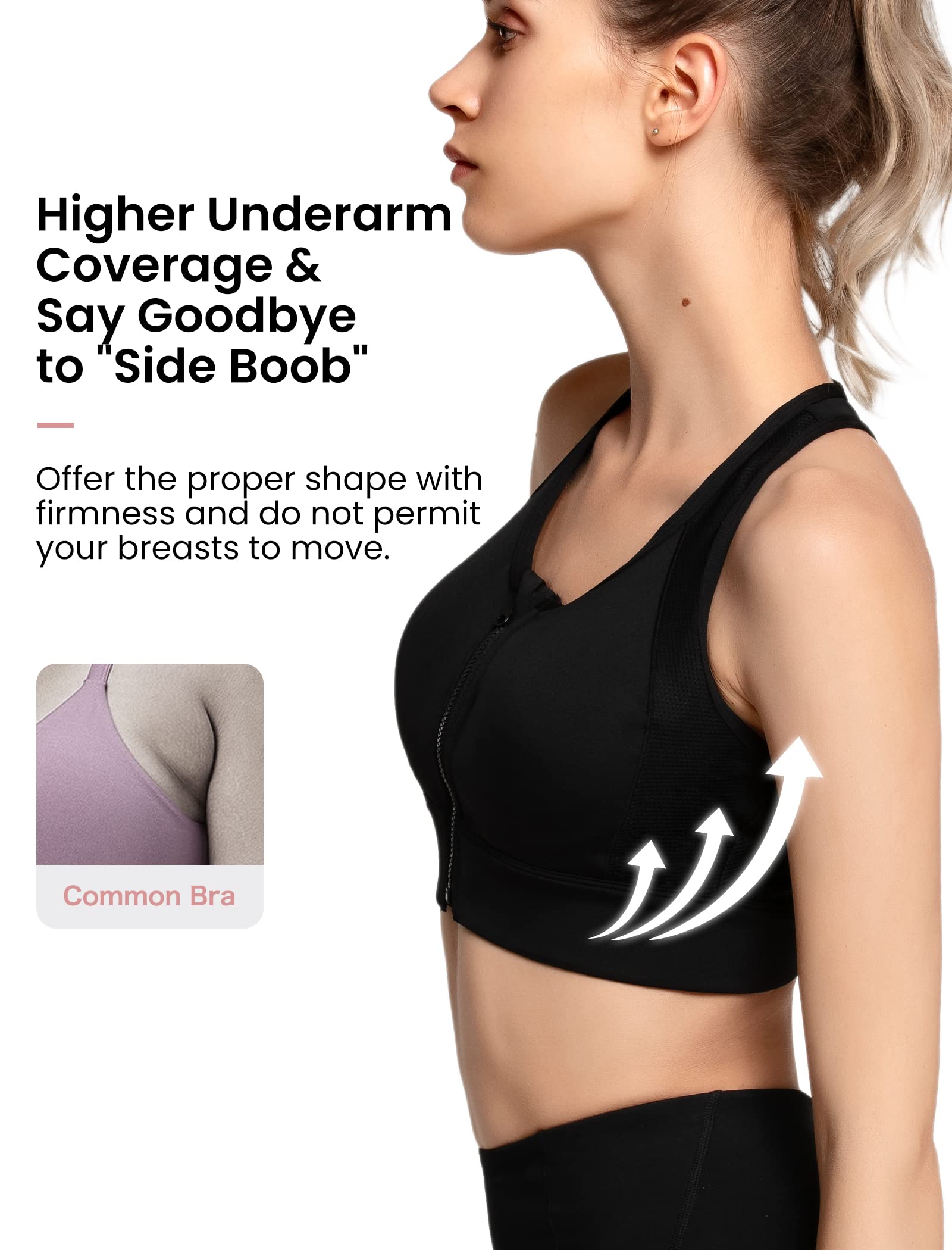Yvette High Impact Sports Bra for Women - Full Coverage, High Support Racerback Workout Bra for Plus Size - Ideal for Running, Gym & High-Intensity Training