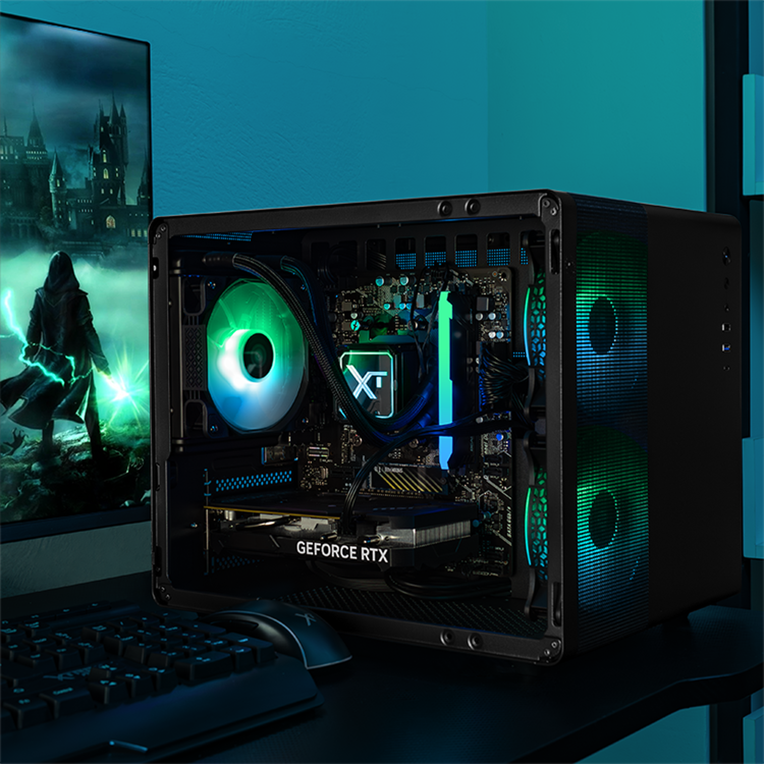 Xtreme Gaming PC - NVIDIA GeForce RTX 4060, AMD Ryzen 7 5700, 32GB RAM, 1TB SSD, Liquid Cooling, WiFi, Mini Tower (Black) - Perfect for 4K Gaming, Streaming & VR