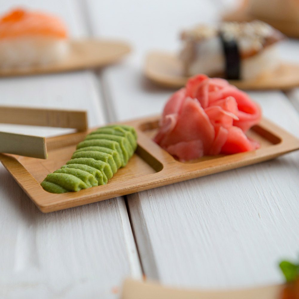 100-Pack Eco-Friendly Rectangle Bamboo Plates (4.75