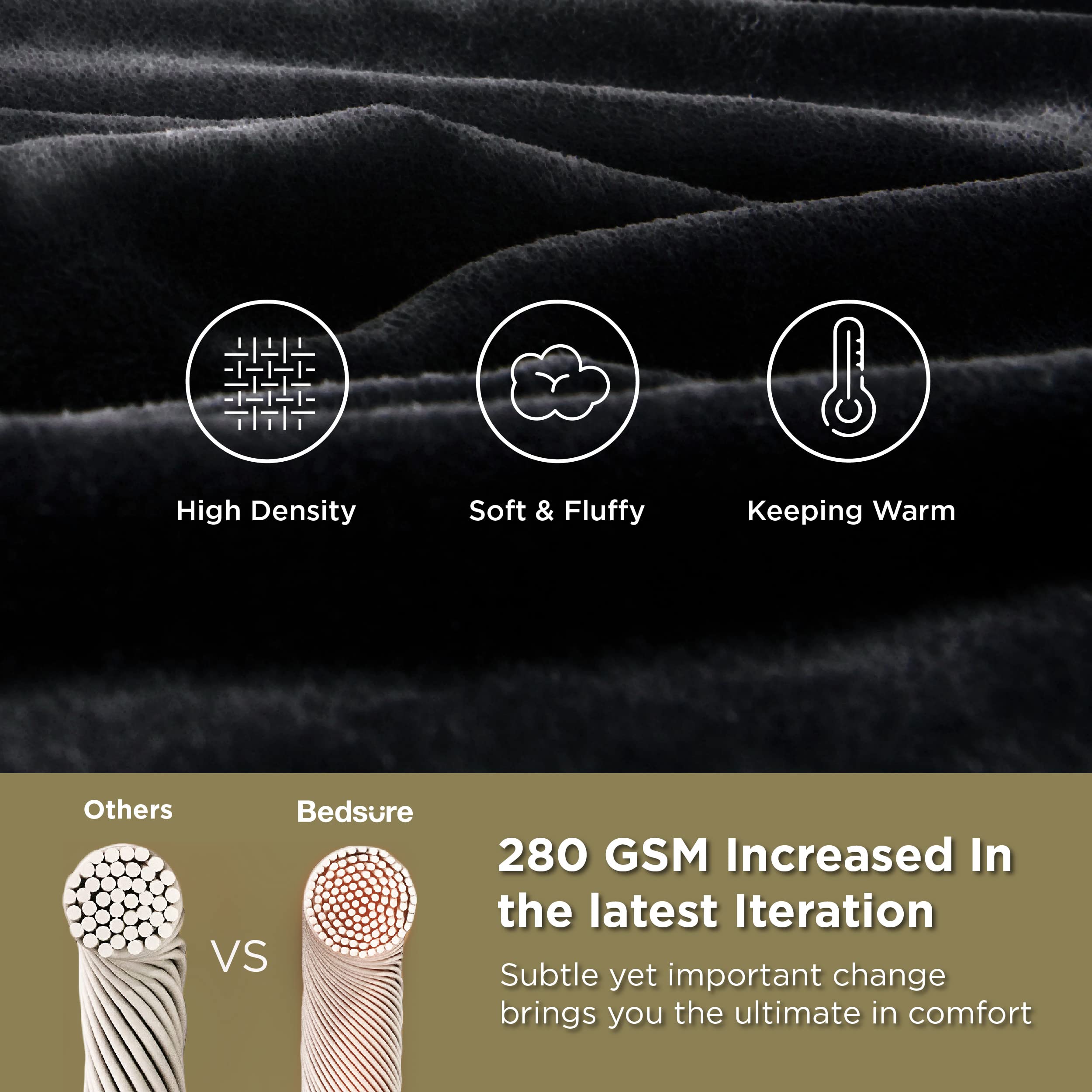 Bedsure Oversized Fleece Blanket Black - 280GSM Ultra Soft & Lightweight Plush Throw Blanket for Bed, Sofa, Couch - Perfect for Home, Travel, Camping & Gift Giving