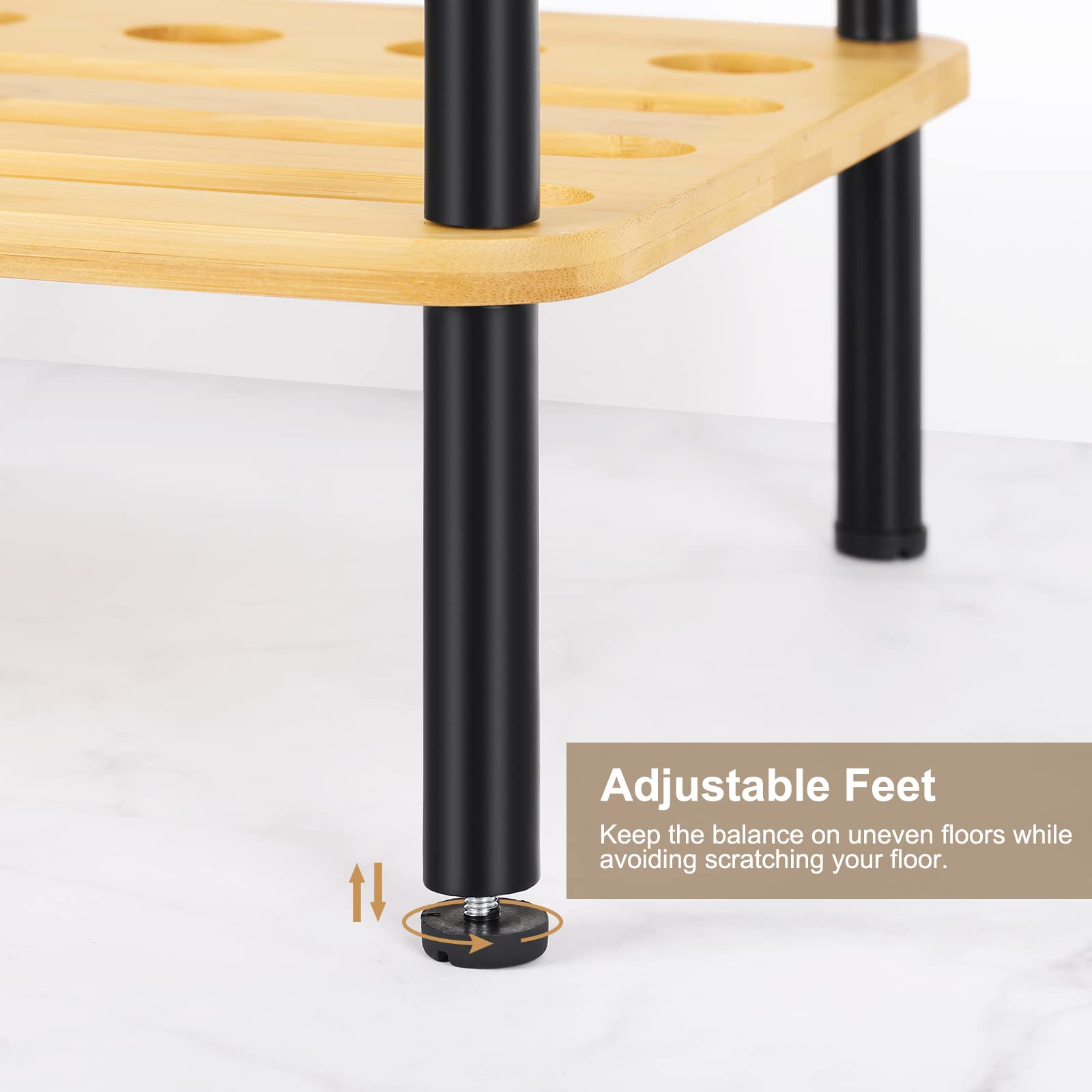 Smusei 6-Slot Bamboo Pool Cue Holder - Floor Stand Billiard Stick Rack for Game Rooms, Clubs & Home Pool Tables | Durable Natural Bamboo Design | Perfect for Organizing Cues in Billiard Rooms & Man Caves