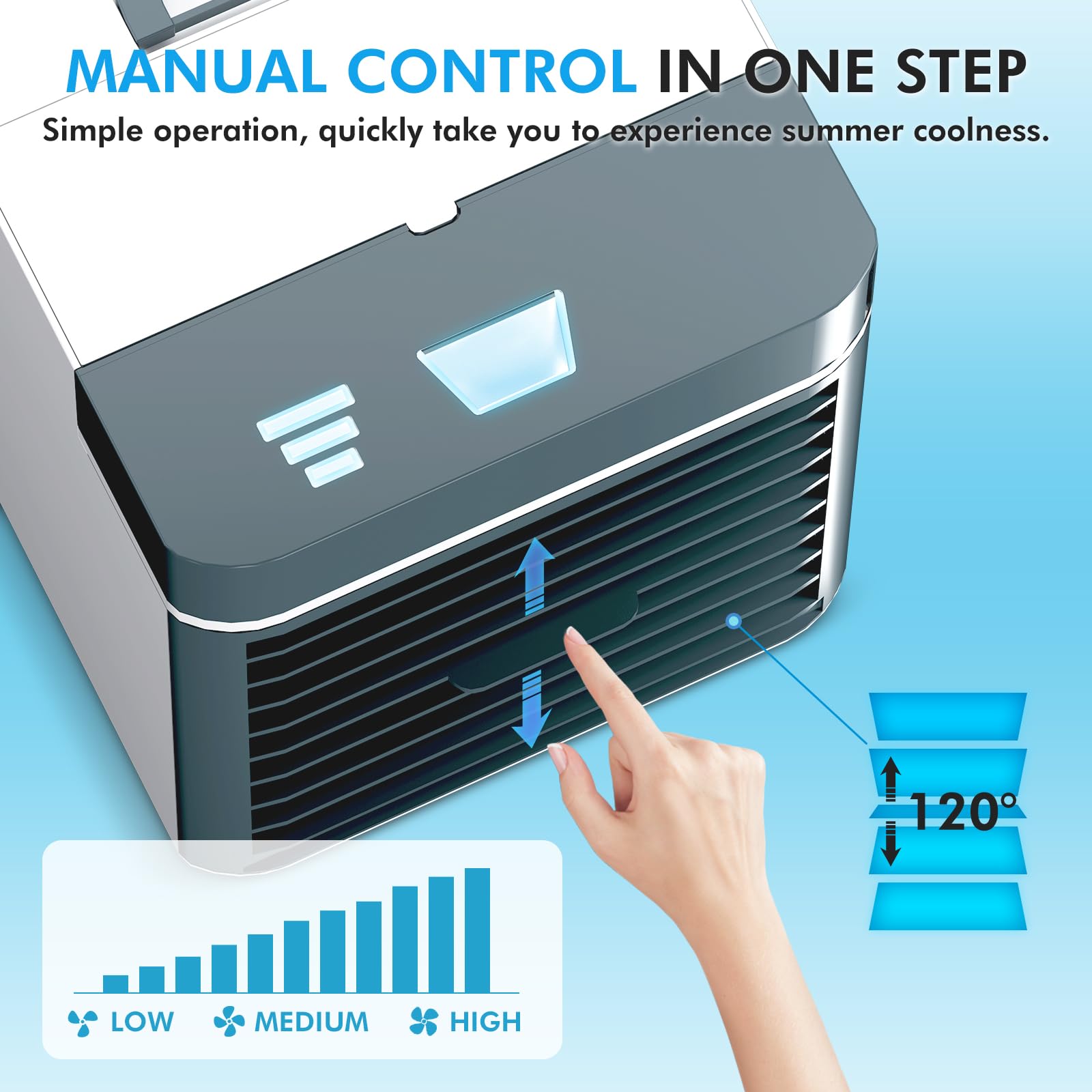 Portable Air Conditioner with 3 Speeds & Ice Packs - Mini Personal Air Cooler Fan for Home, Office, Bedroom - Leak-Proof Design for Summer Cooling Comfort | Perfect for Small Spaces & Desktop Use