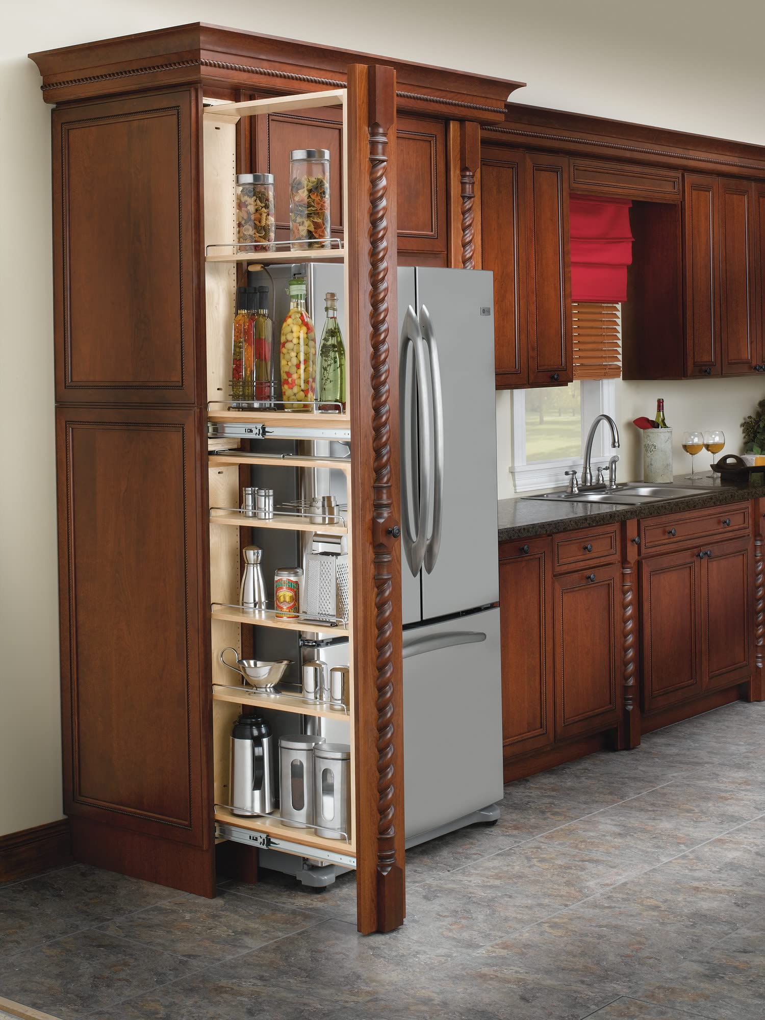 Rev-A-Shelf Wooden Pull-Out Cabinet Organizer - Tall Filler Storage Solution for Kitchen Pantry, Spice Rack & Cabinet Organization - Perfect for New Kitchen Remodels & Small Space Storage