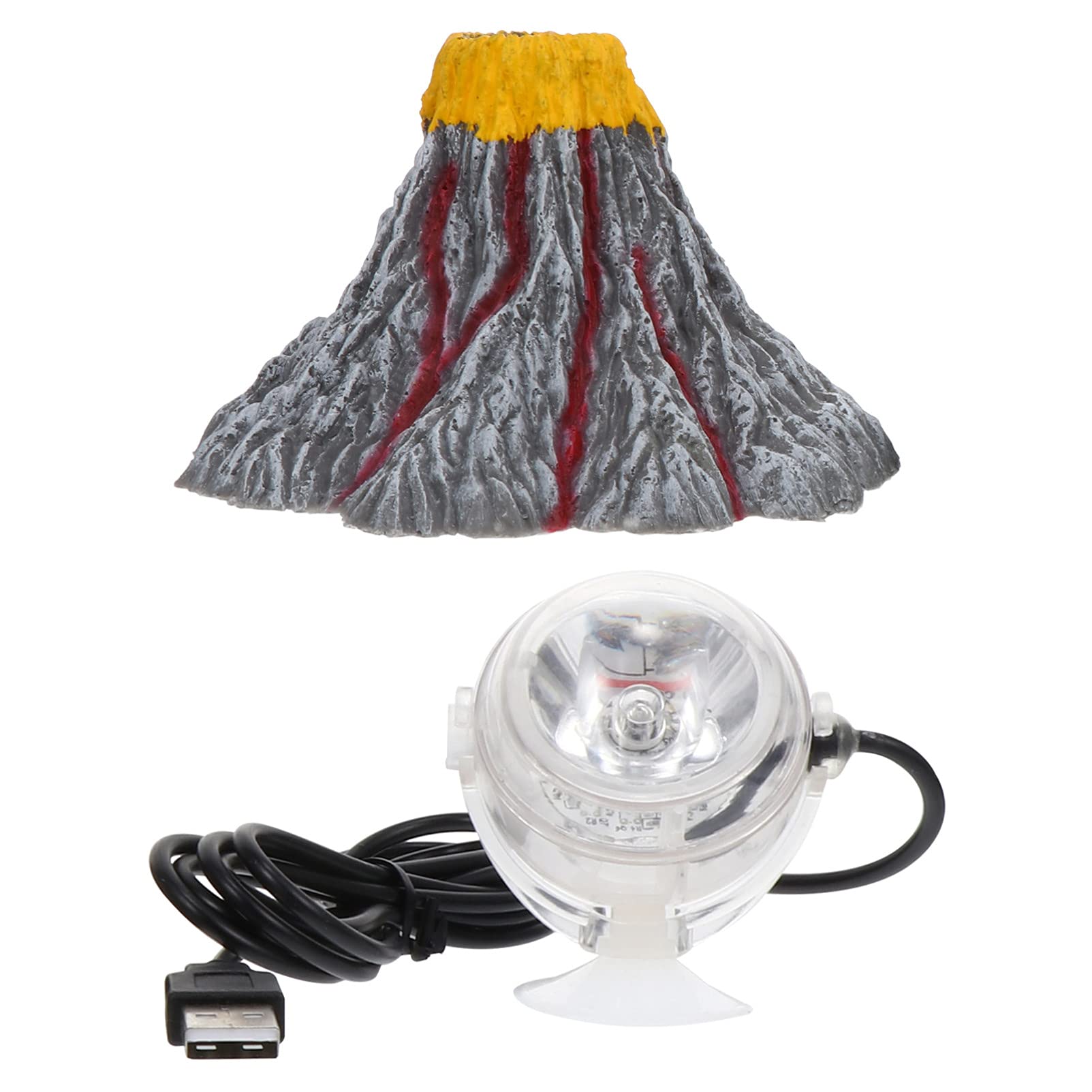 Balacoo LED Aquarium Volcano Ornament Kit with Air Bubbler - Colorful Underwater Bubbling Decor with LED Lights for Fish Tanks - Perfect for Home, Office & Pet Store Aquarium Decorations