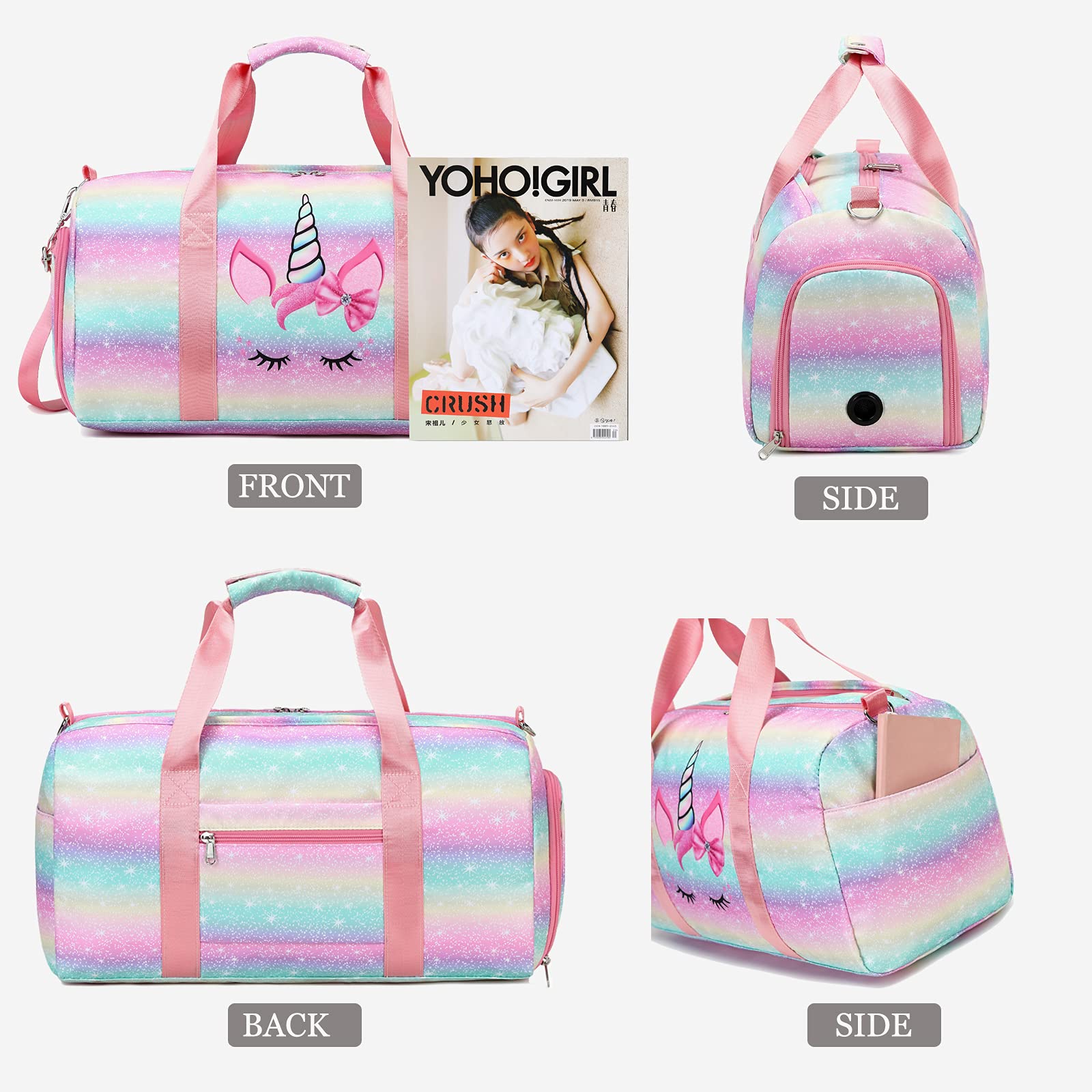 **Duffle Bag for Teens - Water-Resistant Sports Gym Bag with Shoe & Wet Clothes Compartments - Perfect for Dance, Swimming, Sleepover, Travel & Overnight Weekender - Gilded Cyan**    *(Use Case: Ideal for school sports, gym workouts, dance classes, swimming sessions, sleepovers, and weekend getaways.)*
