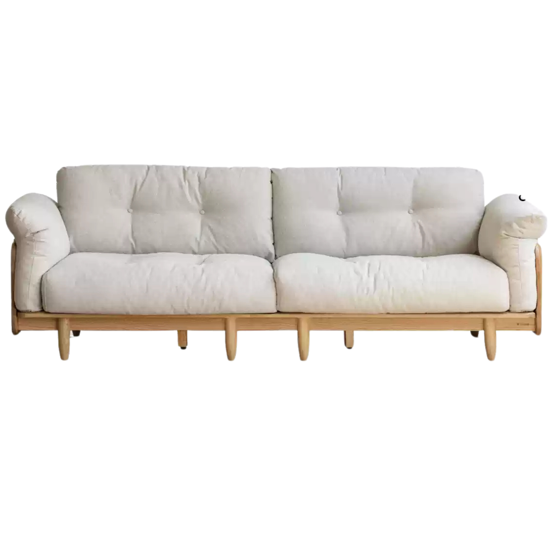 Premium Oak Solid Wood Genuine Leather Fabric Sofa - Modern Living Room Furniture for Home & Office - Comfortable Seating for Relaxation & Entertainment