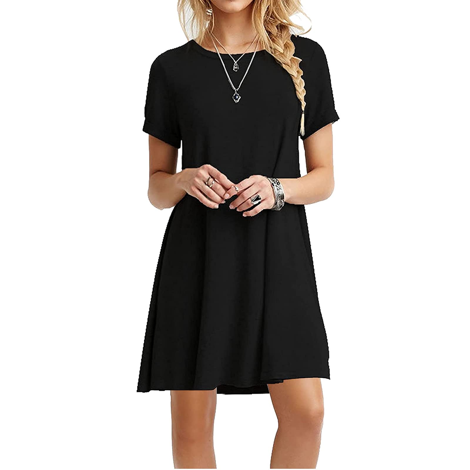 Besthoo Women's Summer Casual T-Shirt Dress - Loose Fit Plain Simple Short Sleeve Maxi Dress for Beach, Vacation & Everyday Wear
