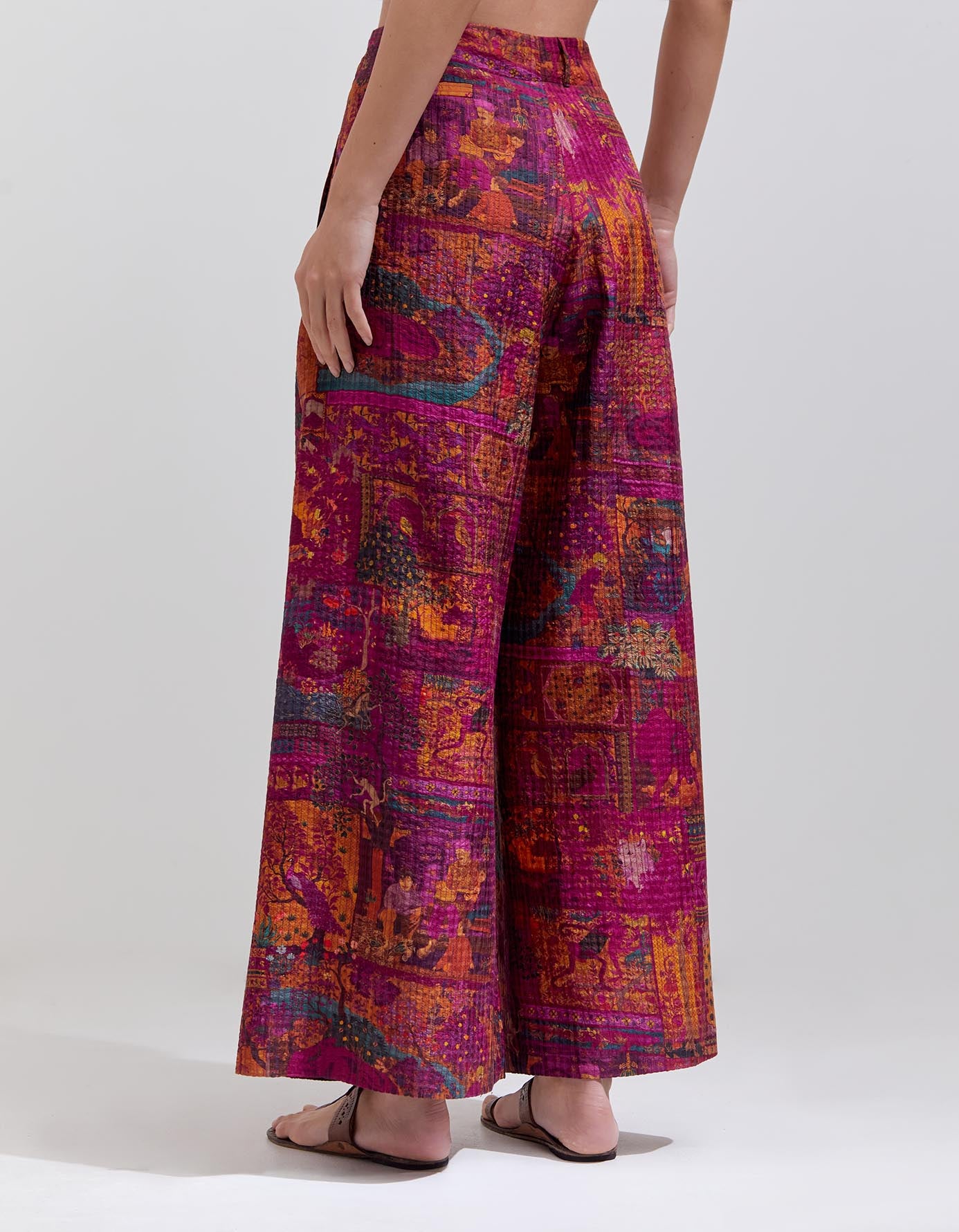 Pakhi Women's Silk Checkered Trousers - Elegant Purple Plaid Pants for Casual Wear & Office Outfits