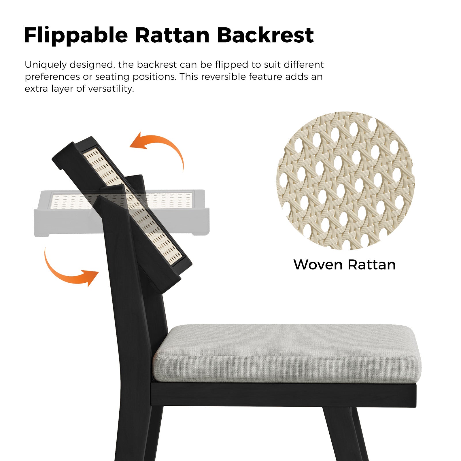 Elazar Modern Woven Rattan Dining Chair with Backrest - Indoor/Outdoor Use - Patio, Dining Room, Kitchen, Restaurant - Comfortable & Stylish Seating Solution