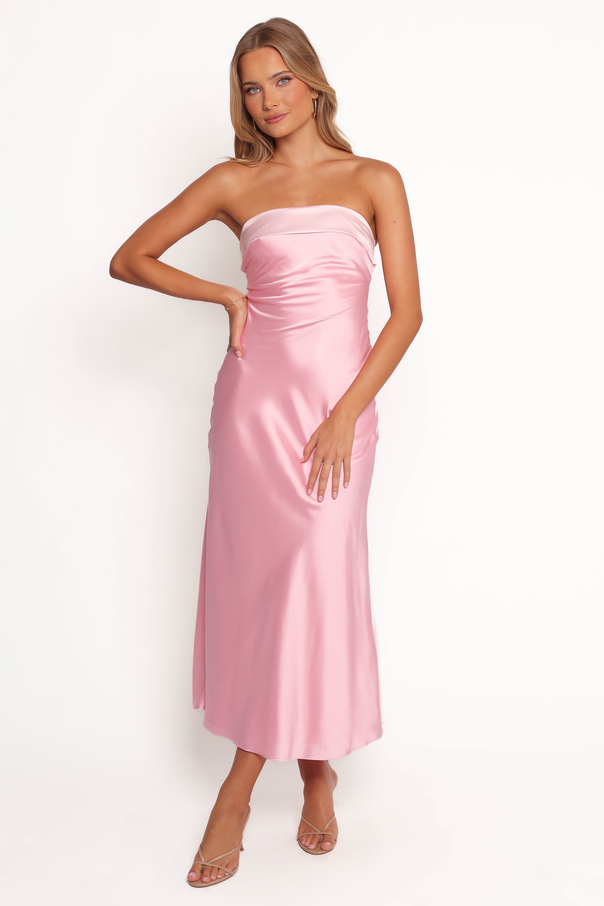 Stylish Ashe Midi Dress in Pink - Perfect for Summer Outings, Weddings & Special Occasions