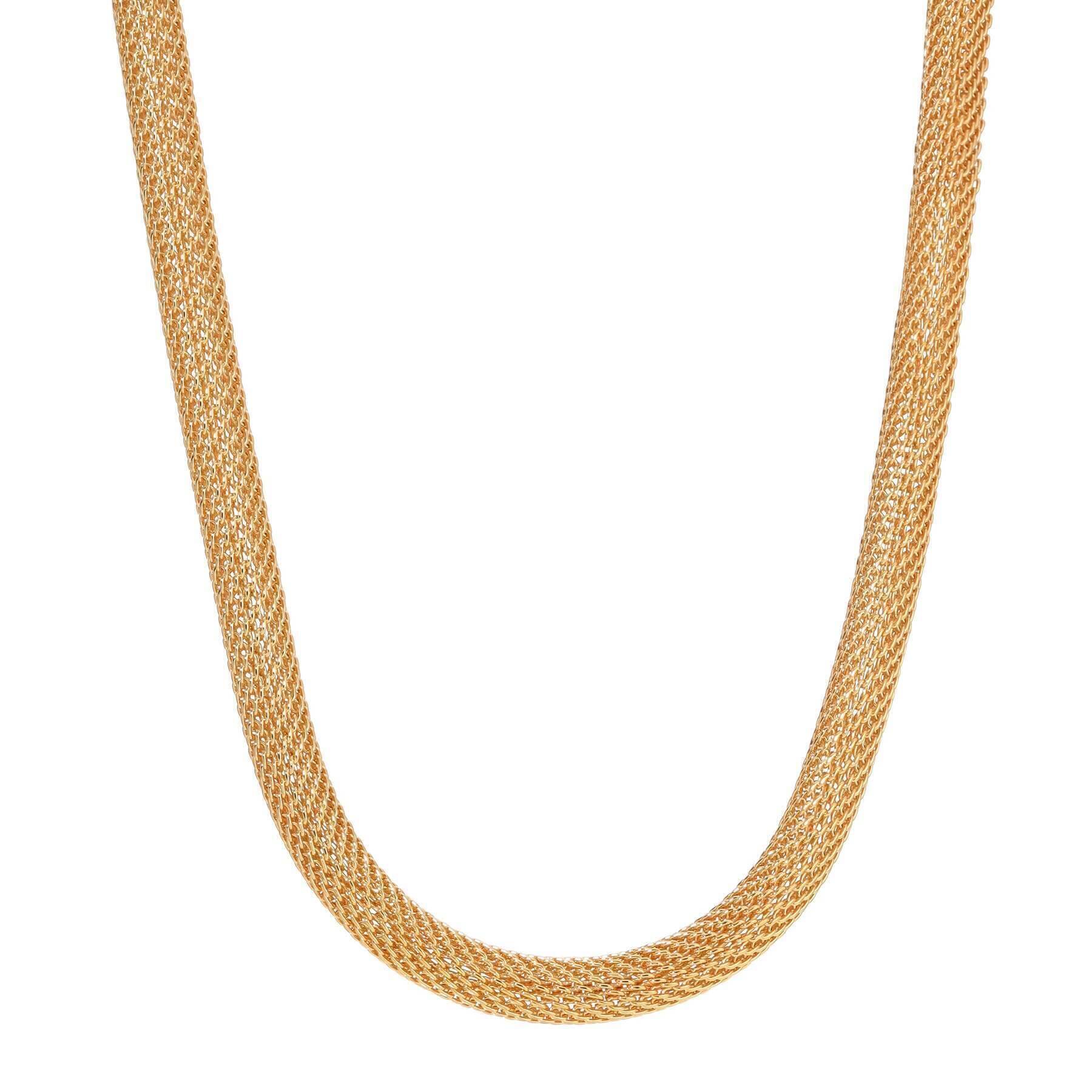 1928 Jewelry 8mm Round Mesh Tube Chain Necklace 16 Inch - Elegant Gold/Silver Layering Necklace for Women - Perfect for Daily Wear, Parties & Special Occasions