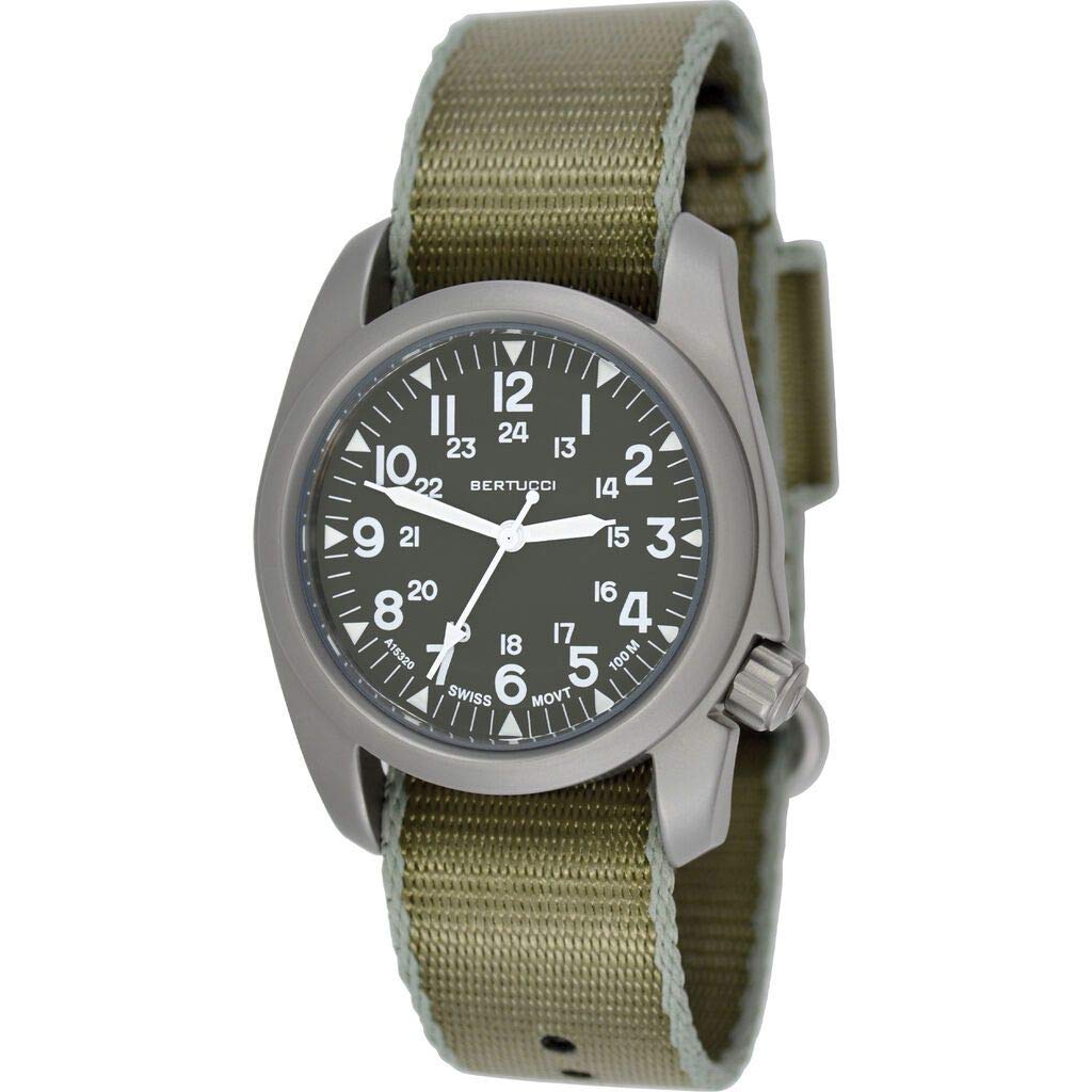 BERTUCCI A-2S Vintage Military Style Men's Watch with Comfortable Webb Band - Classic Analog Quartz Wristwatch for Outdoor, Casual & Dress Wear